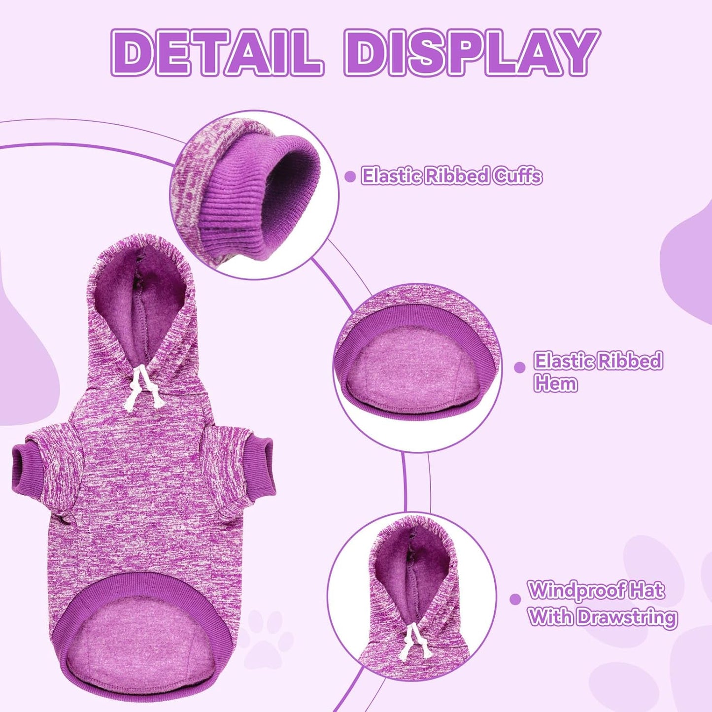 Dog Sweaters for Small Dogs Hoodie Fleece Dog Sweater Soft Clothes Sweatshirt with Pocket Hoodie for Small Dogs Puppy Sweater(Purple&S)