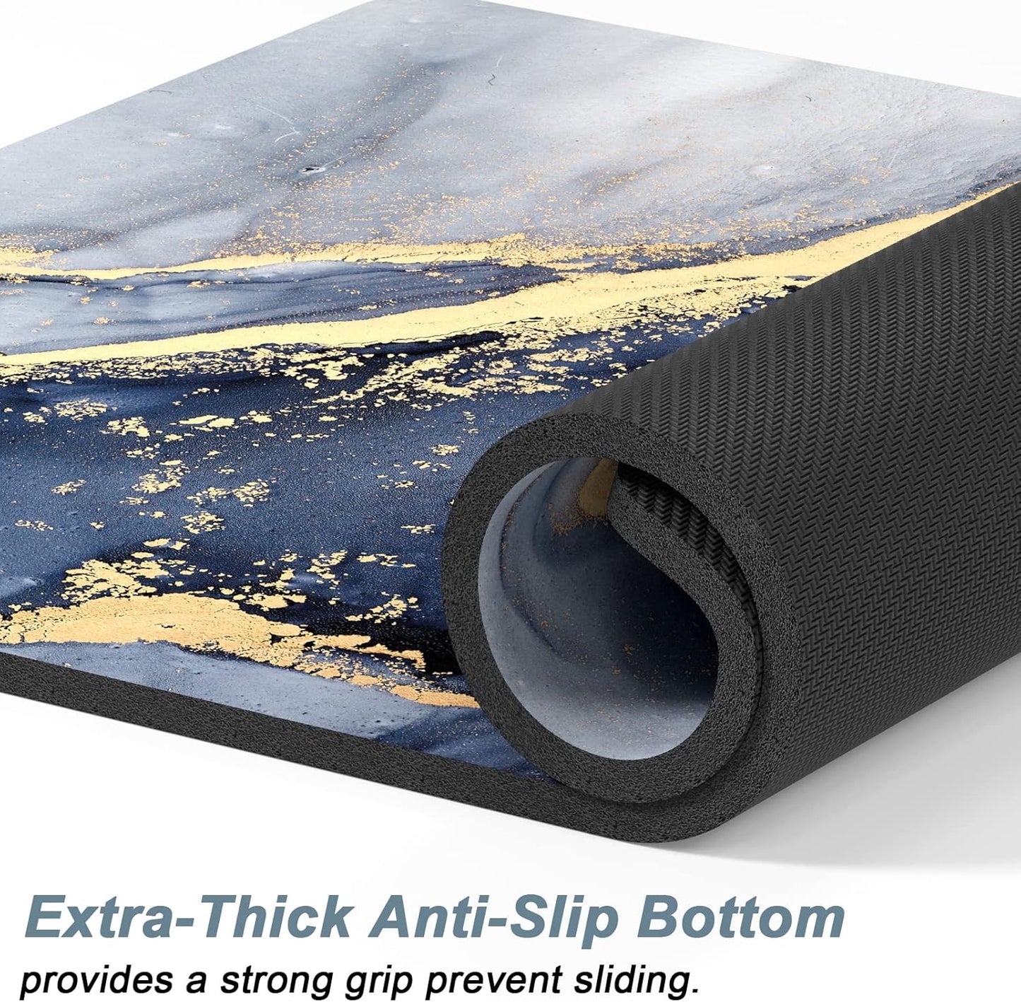 Rnivvi Dog Food Mat, 16" x 24" Marble Absorbent Dog Cat Bowl Mat for Food and Water, Cute Anti-Slip Rubber Pet Feeding Rug Protect Floors, Puppy Placemat for Feeding & Watering Supplies, Grey