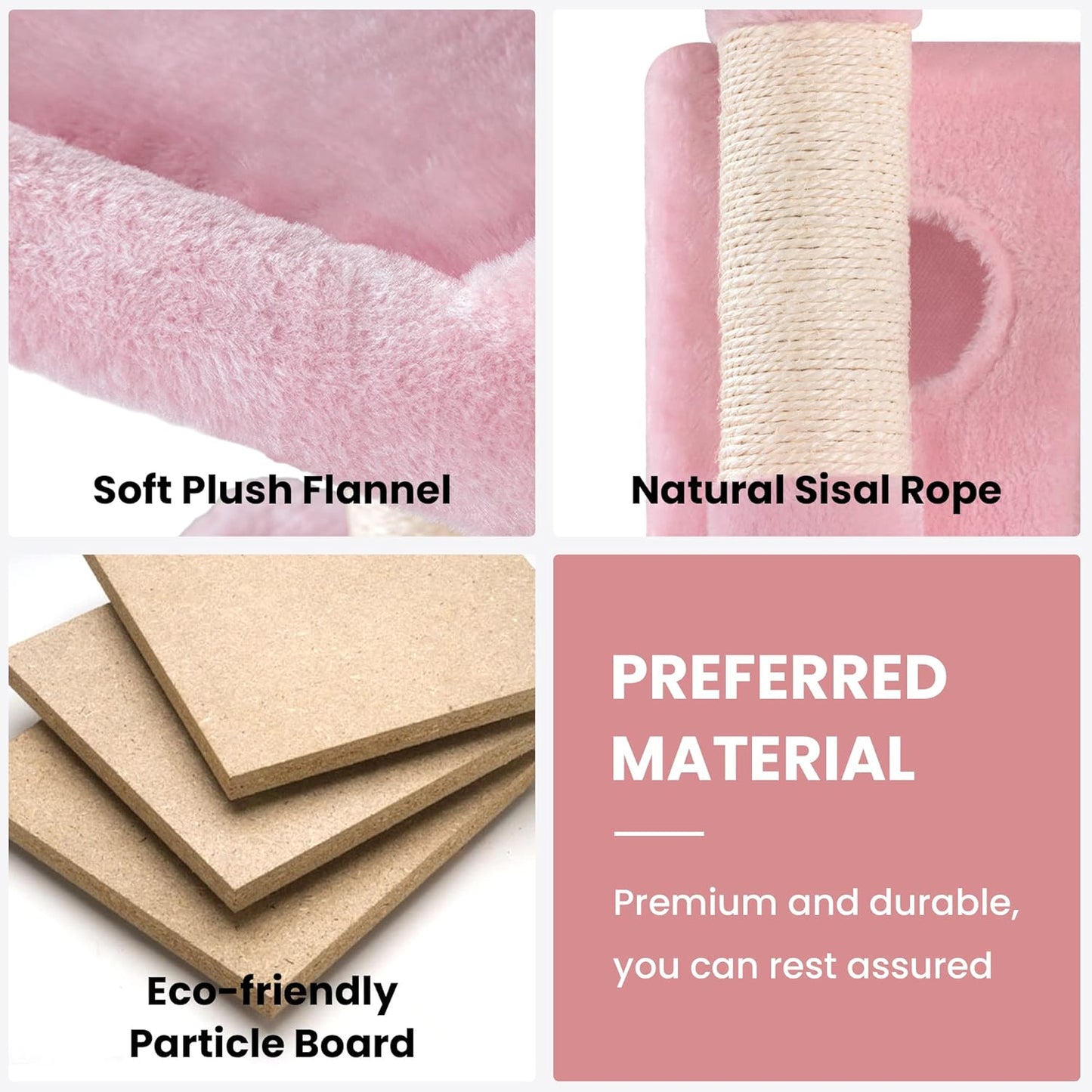 SHA CERLIN 68 Inches Multi-Level Large Cat Tree for Large Kitties/Big Cat Tower with Condo/Cozy Plush ‌Pussycat Perches/Sisal Scratching Posts and Hammocks/Activity Center/Pink