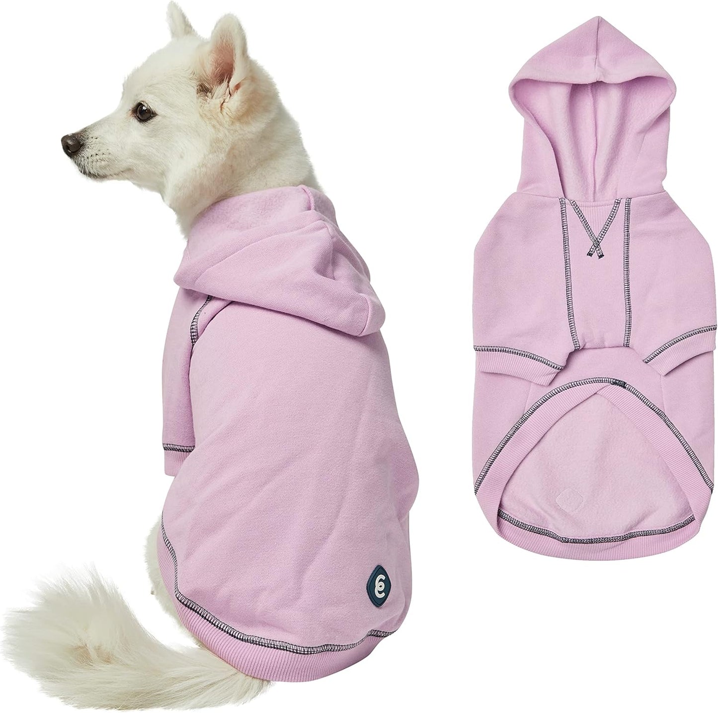 Blueberry Pet Essentials Dog Hoodie – 16 inch, Cotton‑Blend Sweatshirt with Hood, Pink Lilac, Machine‑Washable Small‑Dog Jersey