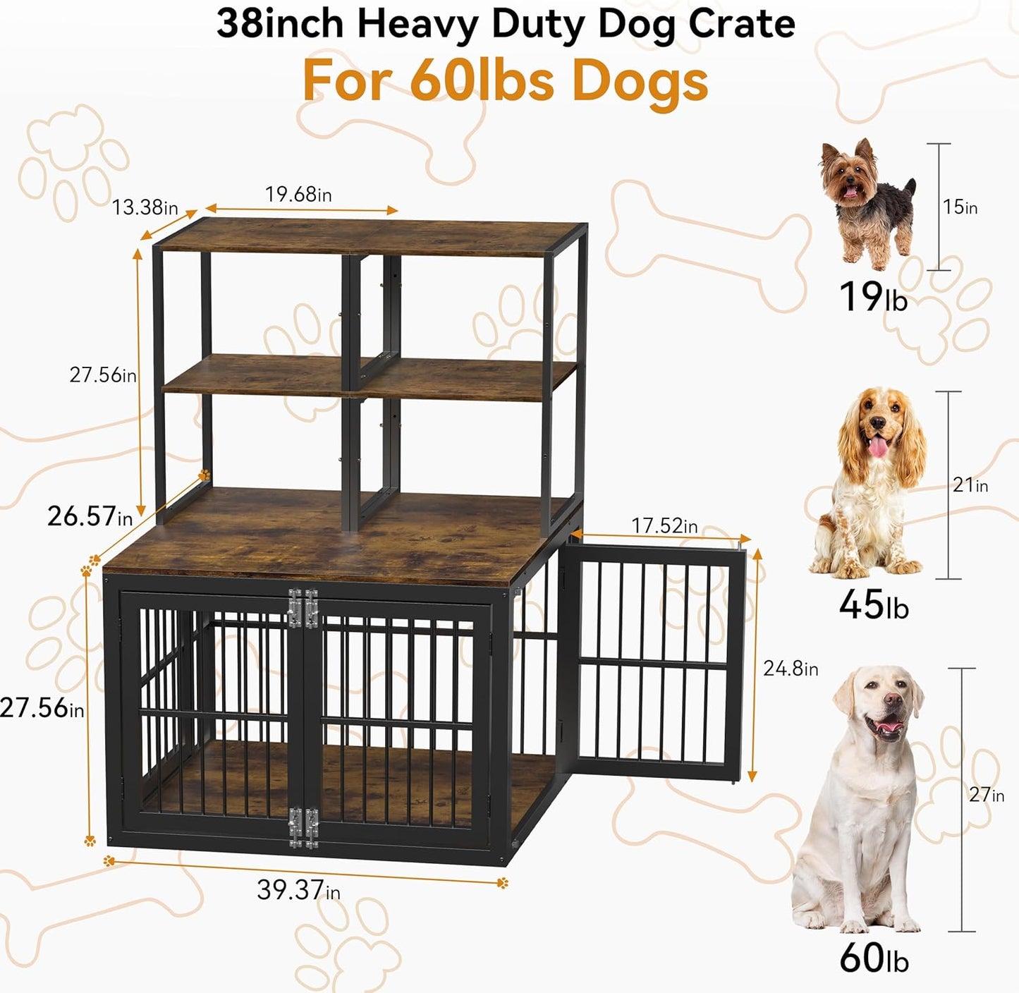 Large Dog Crate Furniture with Storage Heavy Duty Dog Crate Furniture Large Breed Extra Large Dogs Cage