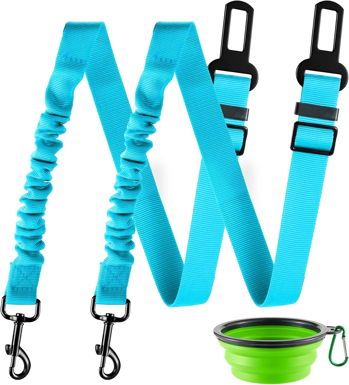 LivTee Dog Seat Belt for Car, Retractable Pet Safety Harness, Adjustable Nylon Dog Seatbelt Leash, Comfortable Dog Accessories for Vehicles (Teal-2PCS)