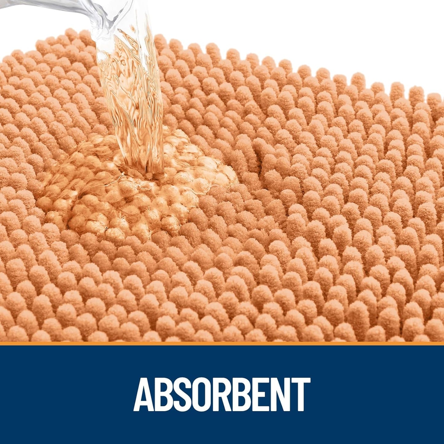 OLANLY Dog Door Mat for Muddy Paws 34x21, Absorbs Moisture and Dirt, Absorbent Non-Slip Washable Doormat, Quick Dry Chenille Mud Mat for Dogs, Entry Indoor Entryway Carpet for Inside Floor, Orange