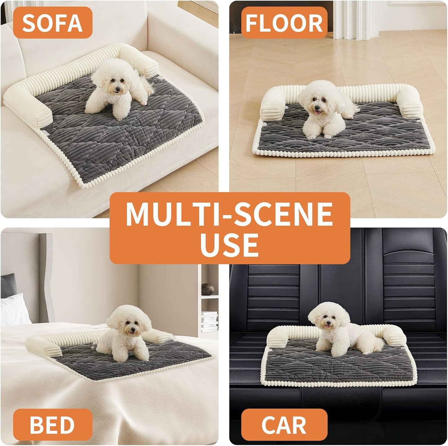 HAOMAIJIA Dog Couch Bed for Small Dogs, Non Slip Pet Couch Covers for Sofa Thick Soft Washable Dog Couch Cover Protector All Seasons Universal Dogs and Cats Bed Mat (Grey, Small)