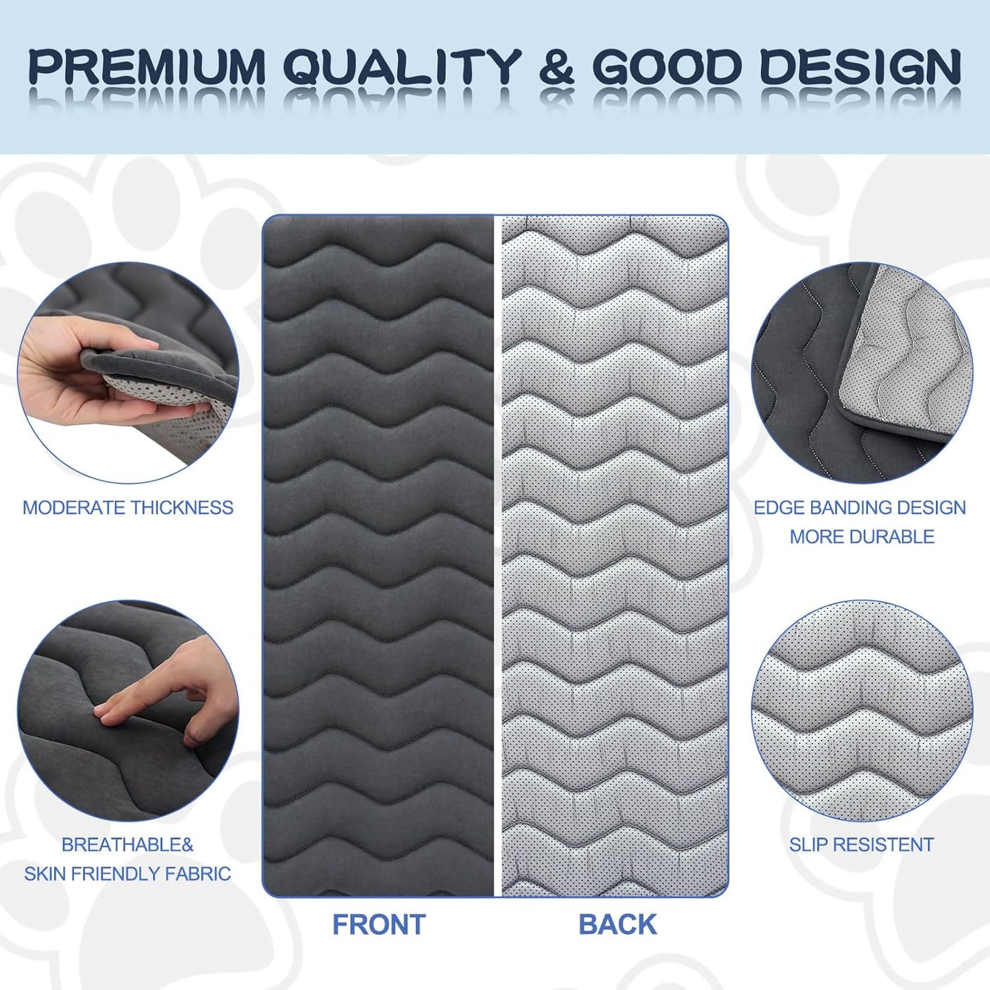 Bubble bear Dog Crate Mat - Upgraded Thick, Ultra Soft, Washable & Anti-Slip Kennel Pad for Small/Medium/Large Dogs, Dark-Hued to Hide Stains (48"x30")