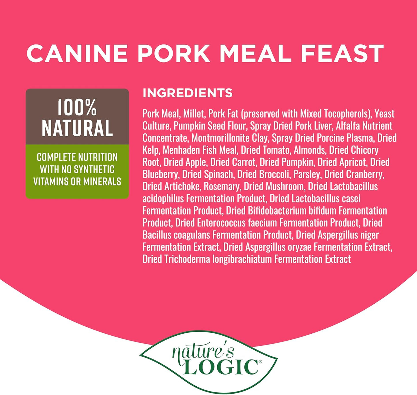 Nature's Logic Canine Pork Meal Feast, 4.4lbs