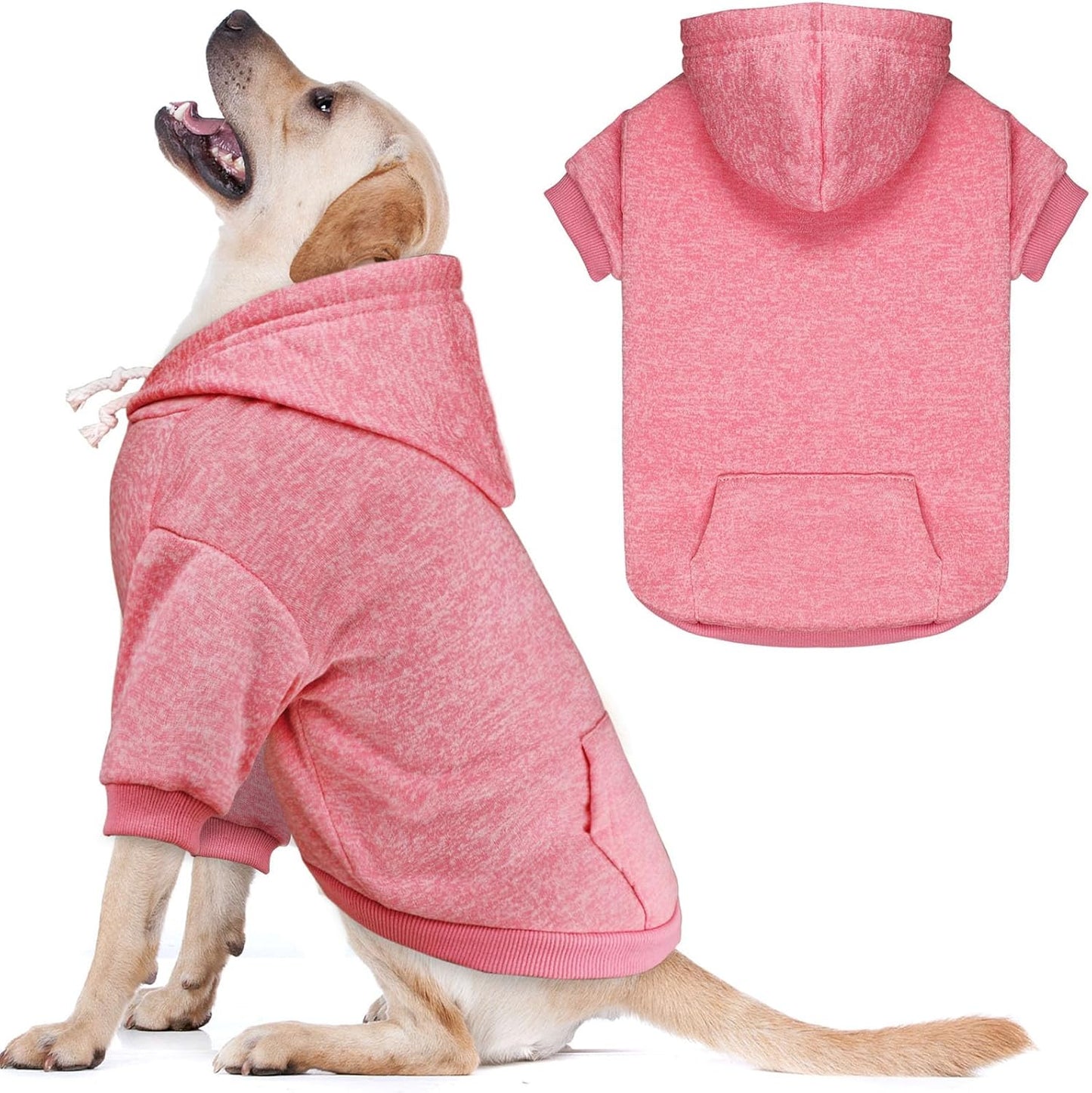 Dog Sweaters for Large Dogs Dog Hoodie Fleece Dog Sweater Soft Dog Clothes Sweatshirt with Pocket Dog Hoodie for Large Dogs(Pink&L)