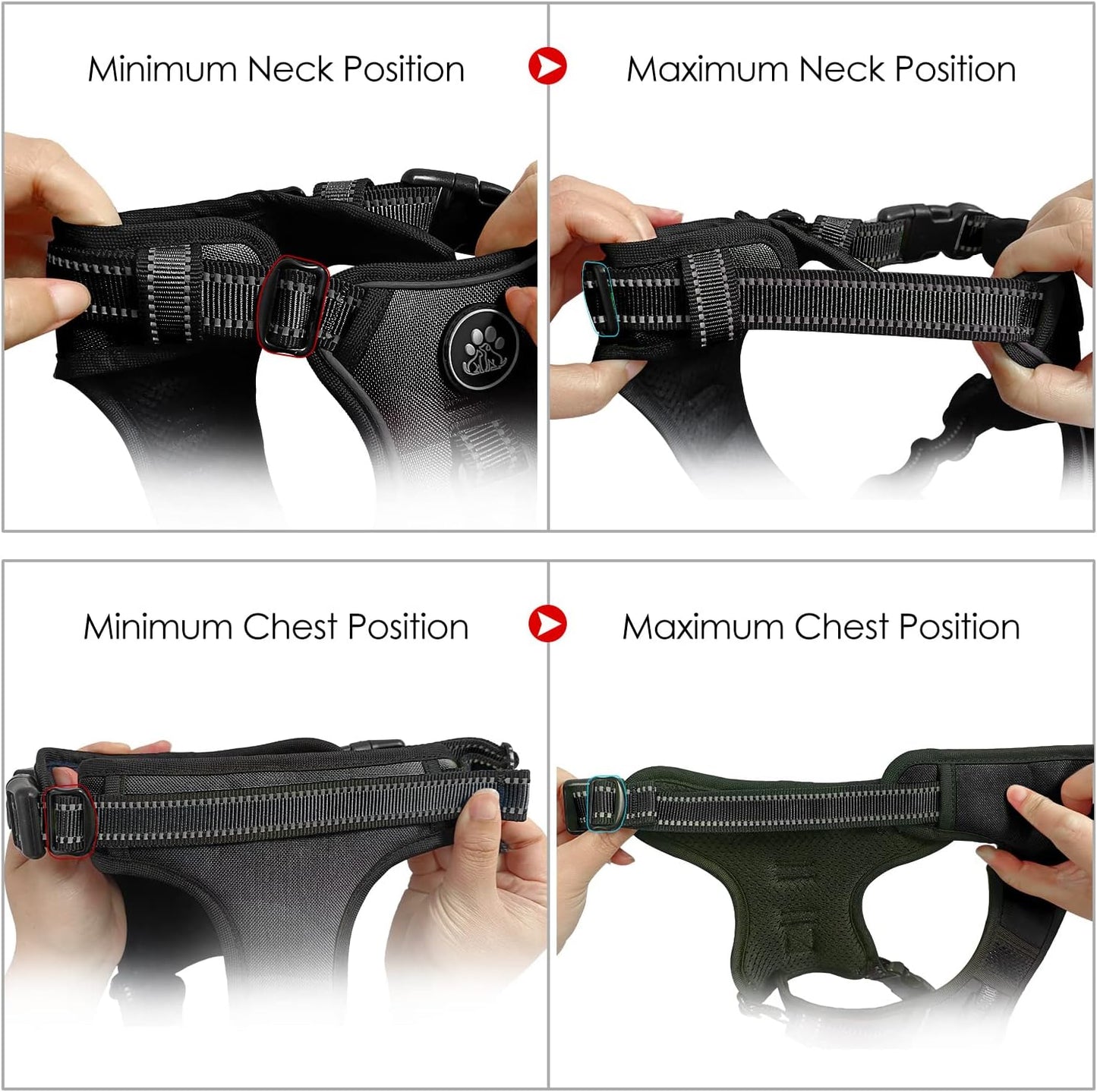 NESTROAD No Pull Dog Harness,Adjustable Oxford Dog Vest Harness with Leash,Reflective No-Choke Pet Harness with Easy Control Soft Handle for Small Medium Dogs(Medium,Black)