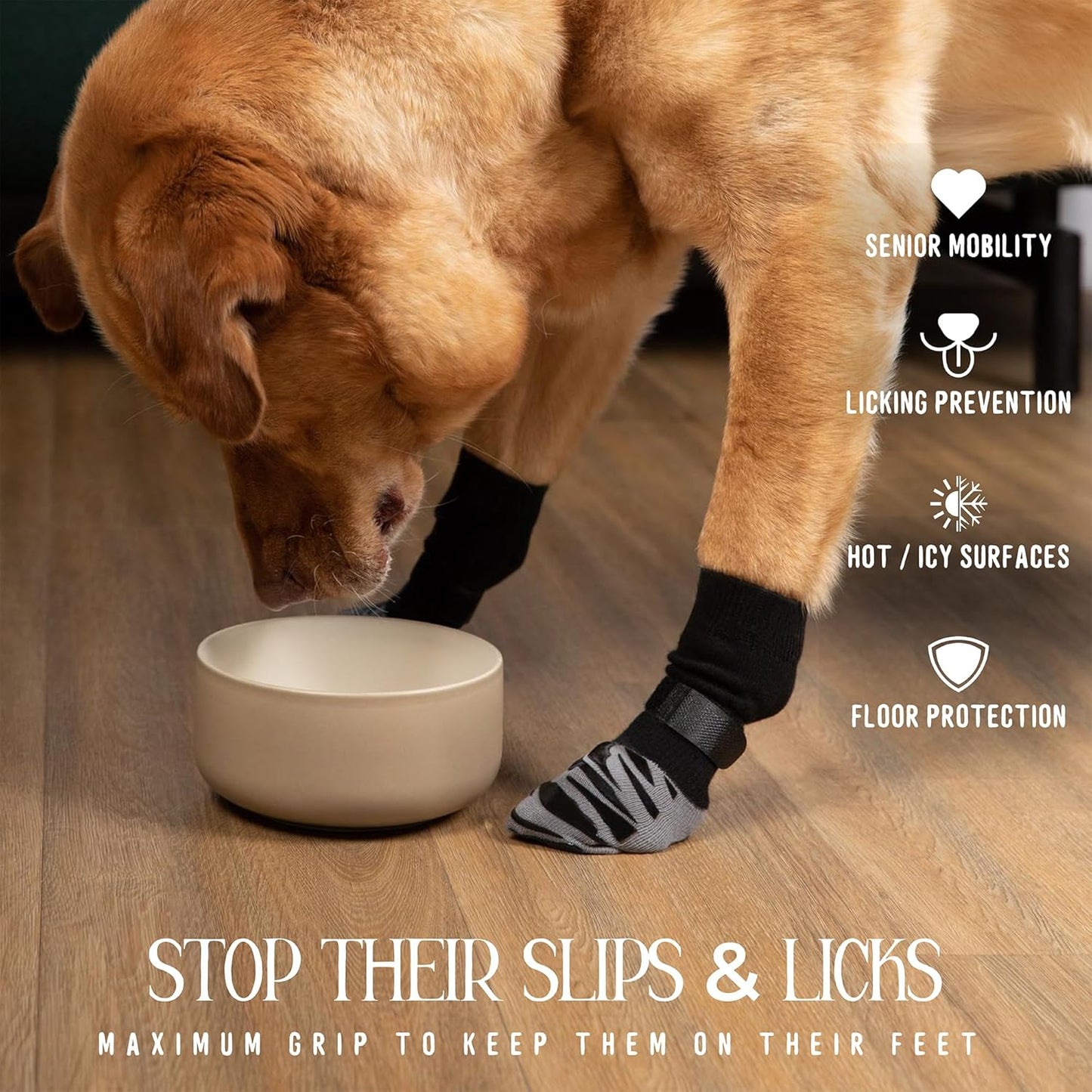 DOK TigerToes Premium Non-Slip Dog Socks for Hardwood Floors - Extra-Thick Grip That Works Even When Twisted - Prevents Licking, Slipping, and Great for Dog Paw Protection (XXL)