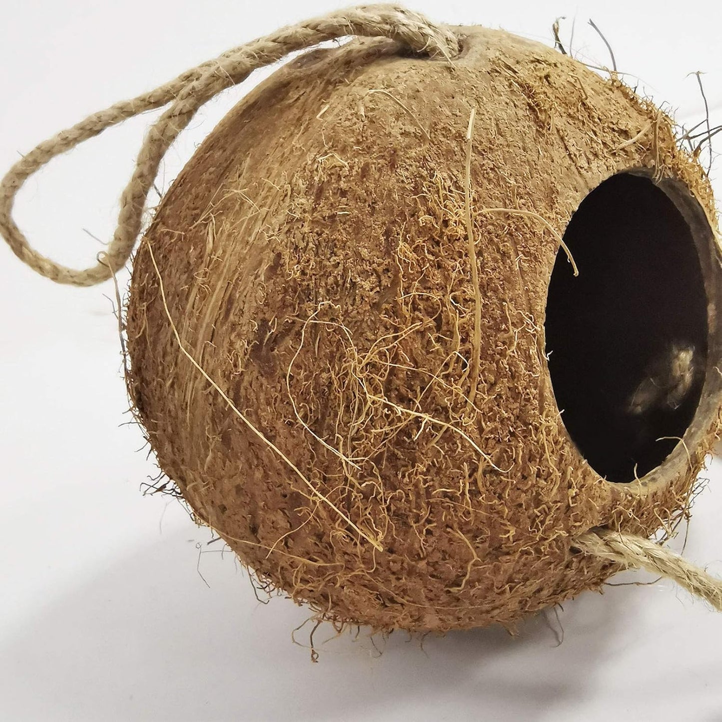 kathson 5PCS Bird Hides Coconut Nest with Ladder Perches Hanging Parrot House Cage Natural Coconut Fiber Parakeet Chewing Toys Intelligence Training Rings for Small Budgies Cockatiels