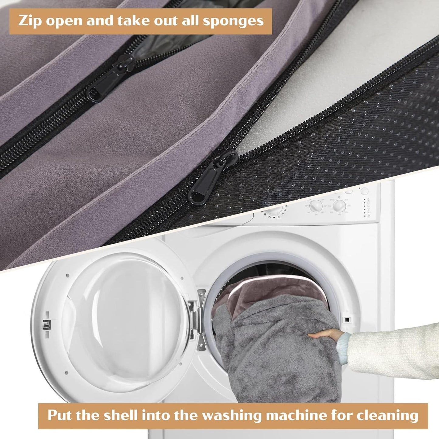 Comfort Expression Large Dog Beds Waterproof Orthopedic Foam Dog Sofa Beds Comfy Pet Bed with Washable Removable Cover & Non-Slip Bottom(Large,Purple)