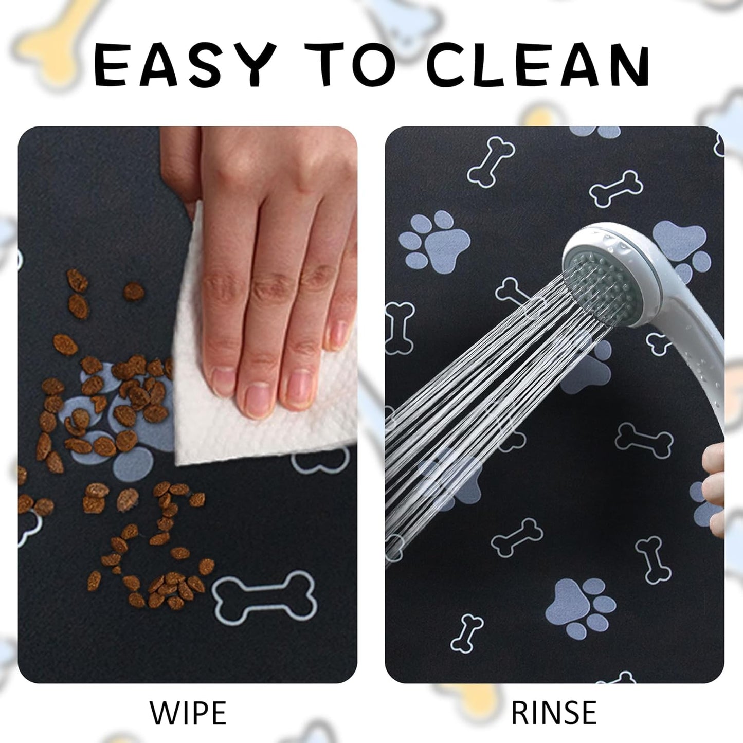 Pet Cat Dog Food Mat Non Slip Mat for Dog Water Bowl Mat Quick Dry Absorbent Cat Feeding Mat, 18.1 * 11.8 in, Dark Grey