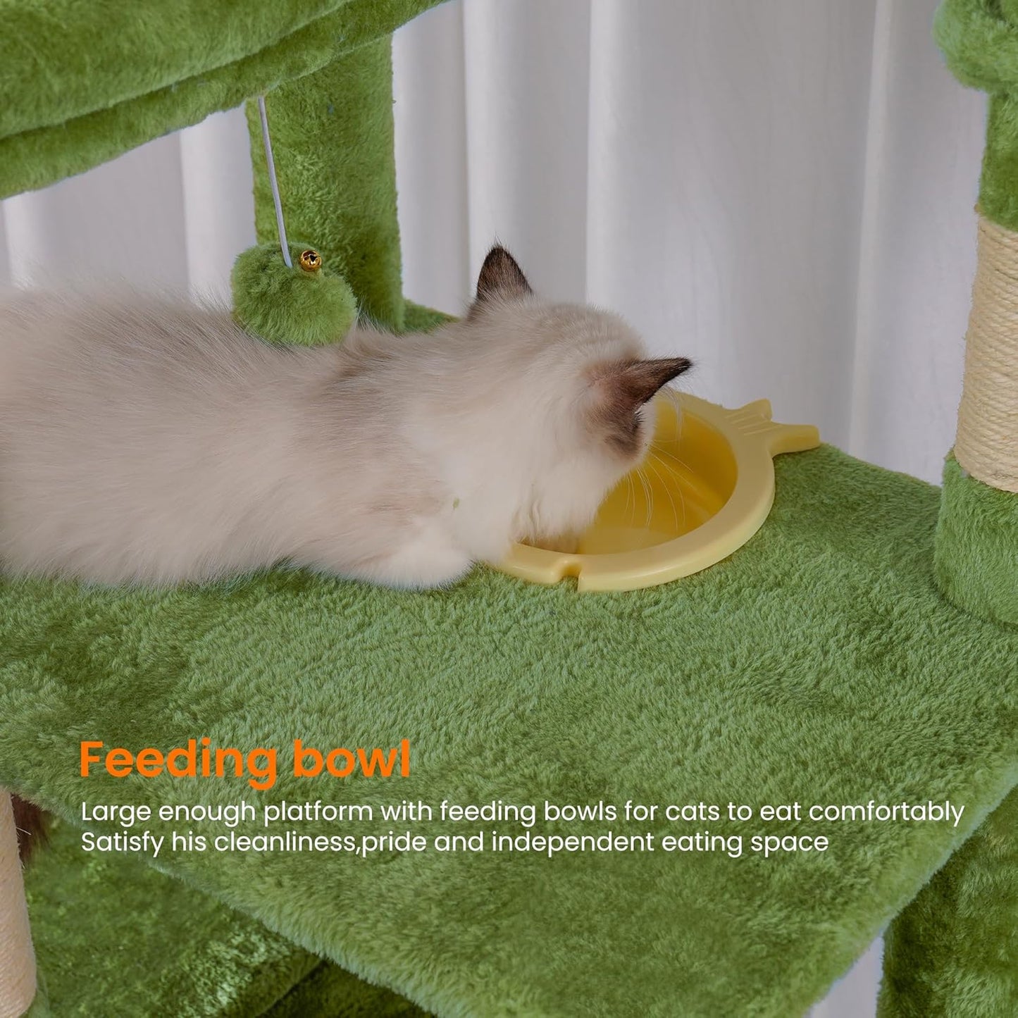 Heybly Tall Cat Tree,78 inch Multi-Level Cat Tower for Indoor Cats, 2 Widened Plush Perches Cat Condo with Scratching Board and Big Caves, Green HCT033GR