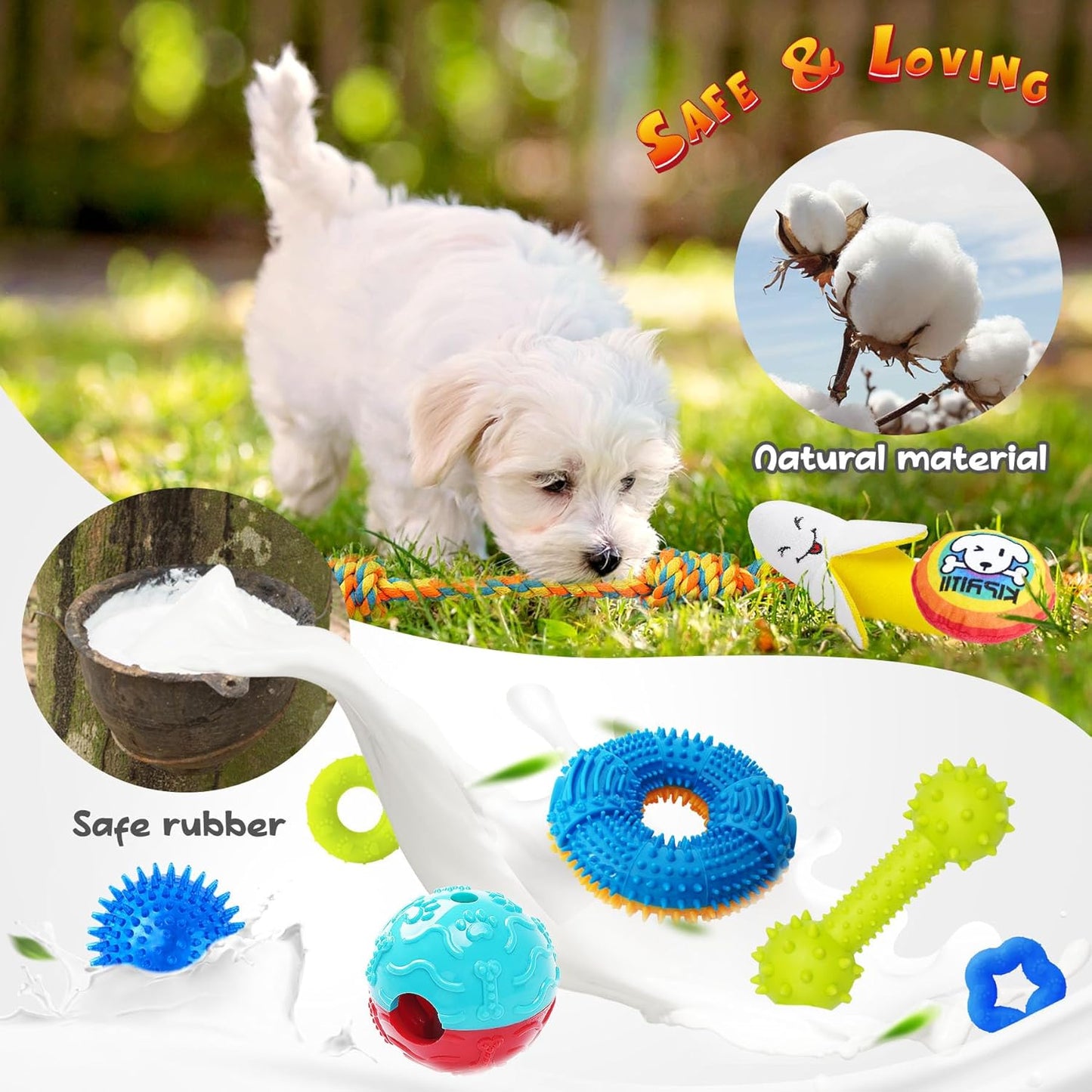 KIPRITII Puppy Toys for Dog Teething -25 Pack Various Puppy Chew Toys with Rope Toys, Dog Treat Balls & Squeaky Toy for Puppy and Small Dogs
