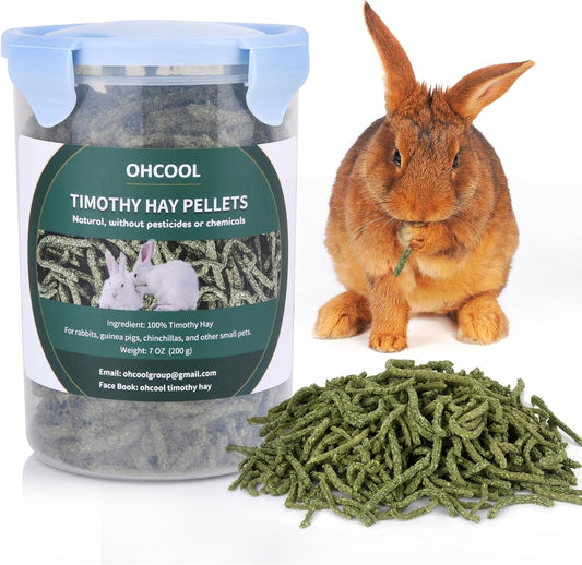 Timothy Hay Pellets 63oz (9 * 7 oz) - 100% Timothy Premium Nutrition Pellet for Tortoise, Rabbits 63 oz
