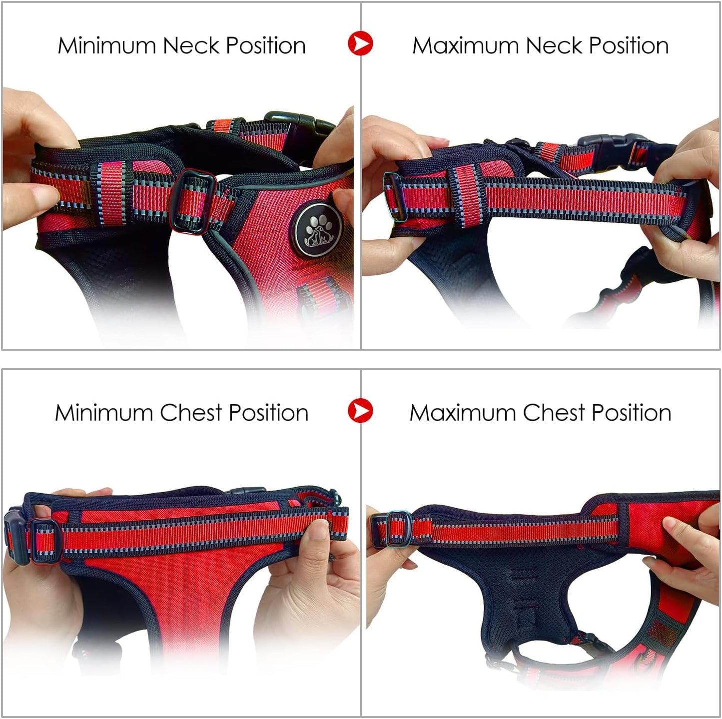 NESTROAD No Pull Dog Harness,Adjustable Oxford Dog Vest Harness with Leash,Reflective No-Choke Pet Harness with Easy Control Soft Handle for Small Medium Dogs(Medium,Red)