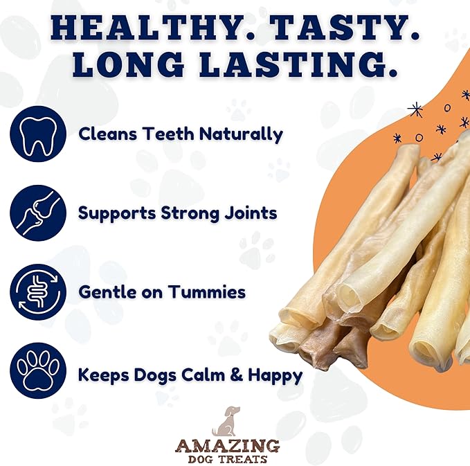 Amazing Dog Treats - Large Collagen Stick - (12 Inch - 4 Count) - Beef Cheek Rolls for Dogs - 100% Pure Collagen Sticks - No Hide Bones