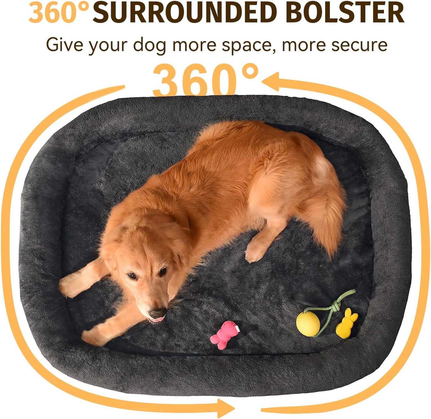 Orthopedic Waterproof Large Dog Bed: Washable Dog Bed with Bolsters - Removable Orthopedic Cover for Medium L XL Large Sized Pet - Non-Slip