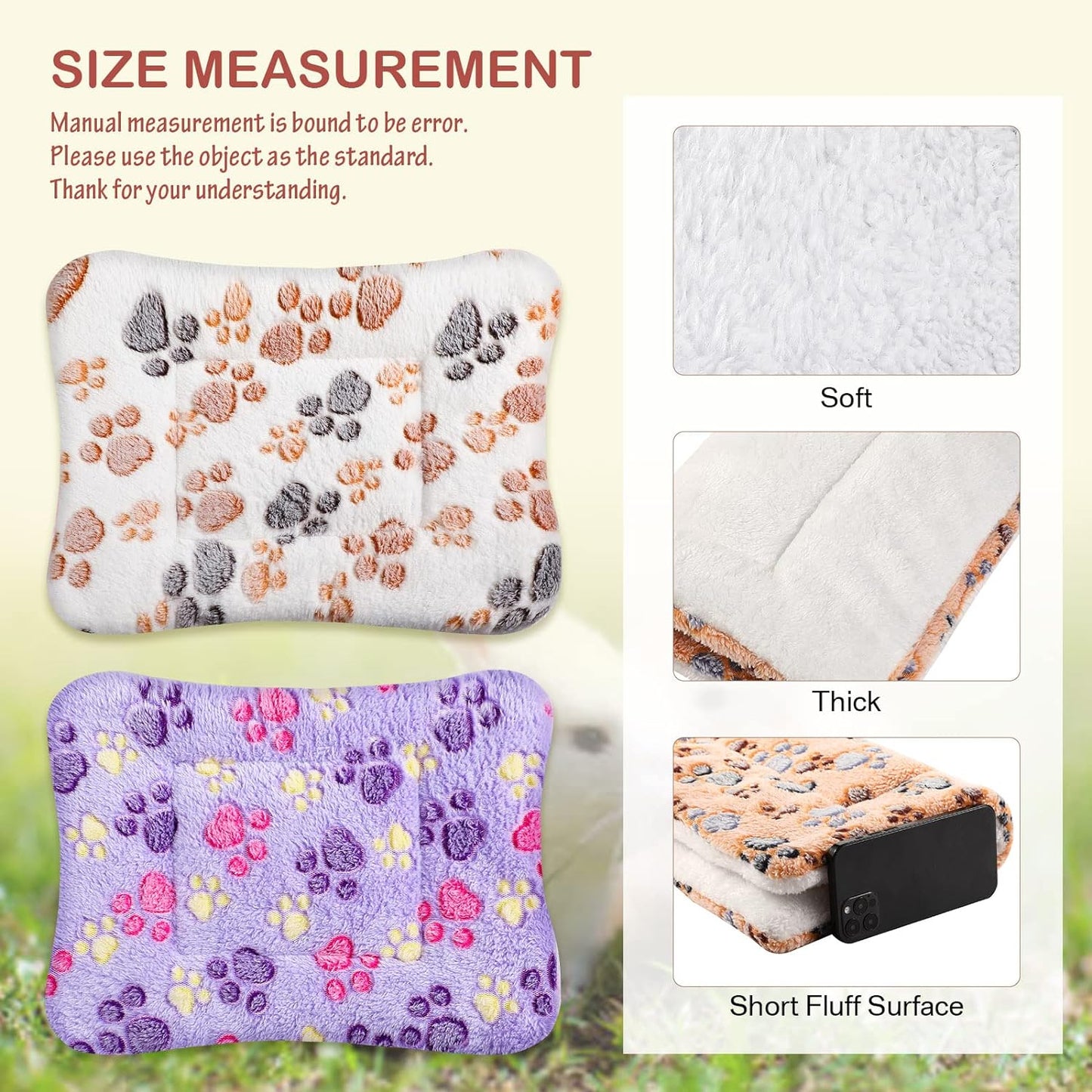 4 Pack Ultra Soft Dog Cat Bed Mat with Cute Prints Reversible Fleece Dog Crate Kennel Pad Cozy Washable Thickened Hamster Guinea Pig Pet Bed Mat for Small Animals(13 x 10 Inches,Vivid Color)