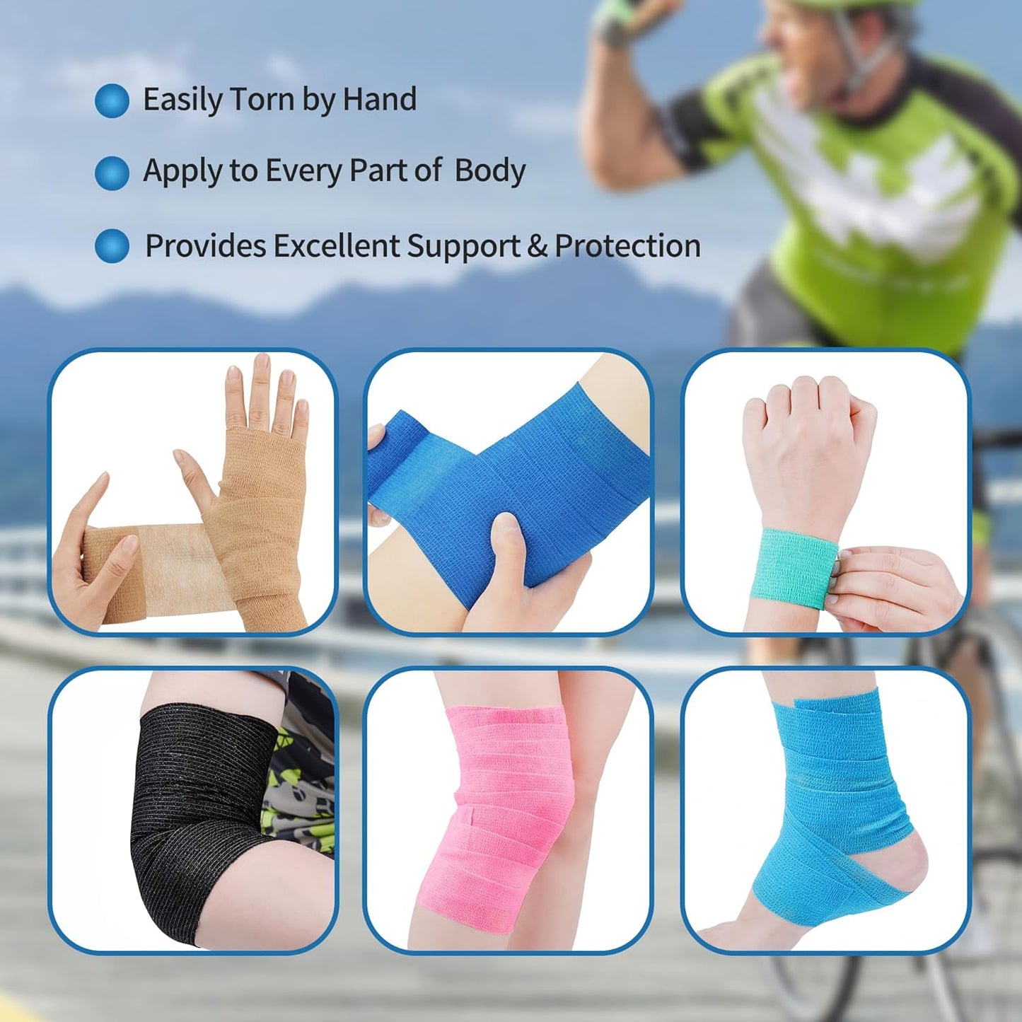 PHYTOP Self Adhesive Bandage Wrap 4 inches x 5 Yards, 12 Pack of Cohesive Tape for First Aid, Sports, Wrist and Ankle, Also for Horses & Dogs as Vet Wrap (Beige)