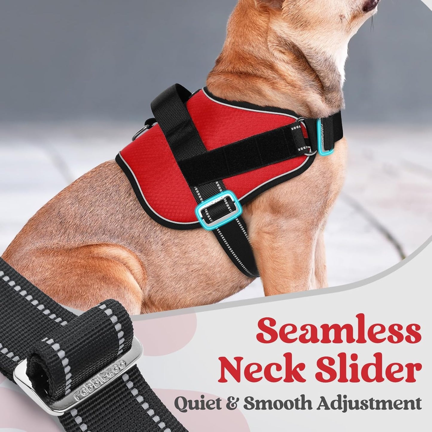rabbitgoo Dog Harness for Small, Easy On Pet Vest with One Buckle, No Pull Adjustable Service Harness with D-Ring & Handle, Reflective for Safety Walking, Training, Red, S