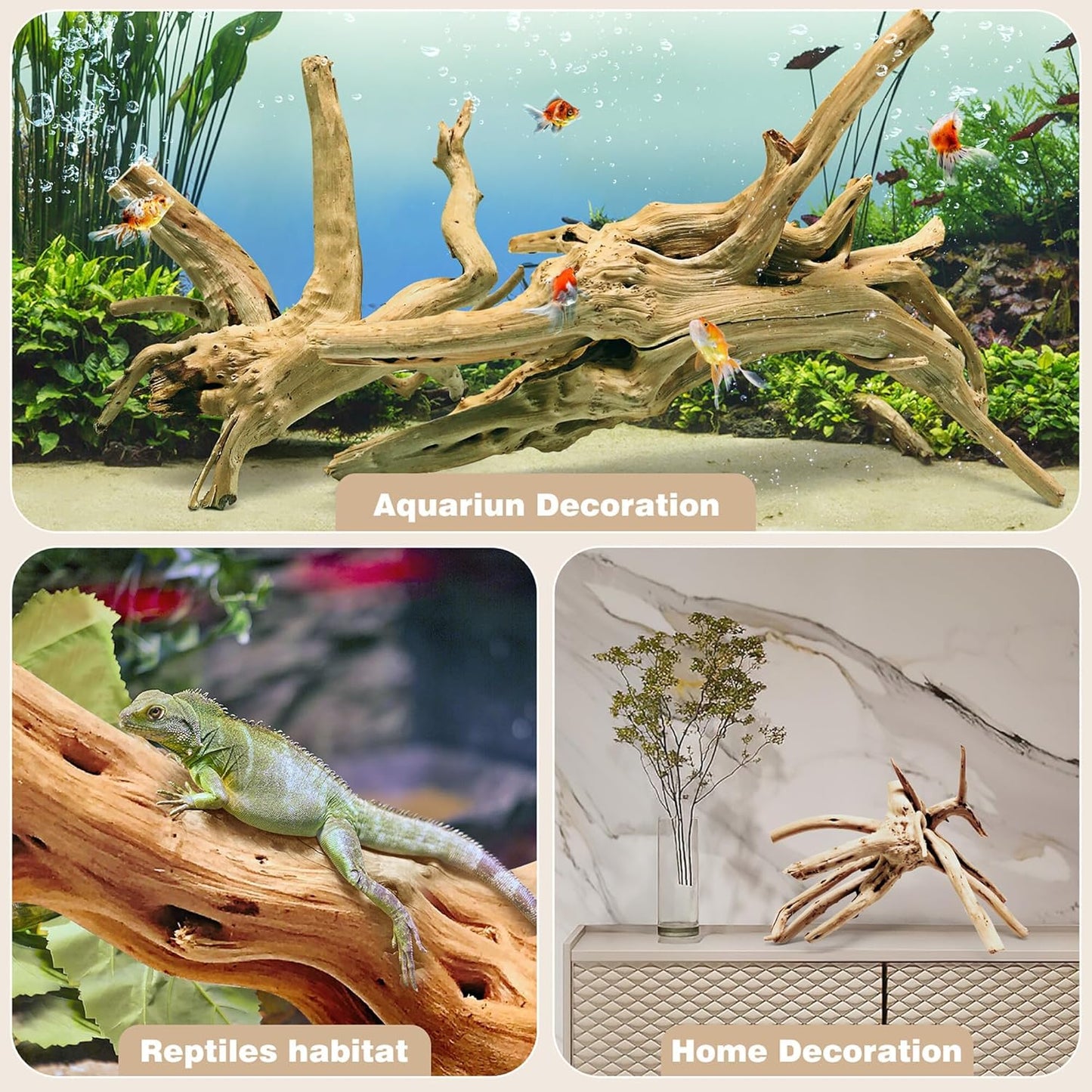 WDEFUN Natural Spiderwood for Aquarium Decor 7-Piece 4''-8'' Long Natural Driftwood Branches for Fish Tank Decorations