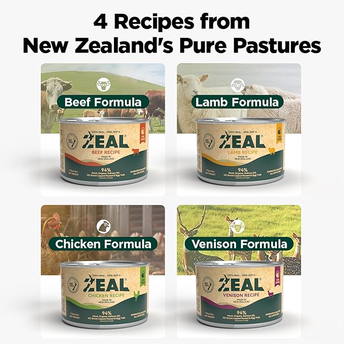 ZEAL New Zealand Wet Dog Food – High Protein, Pure Nutrition, Natural Superfoods, Grain-Free with Superfoods (Venison, 13.76oz Can 12-Pack)