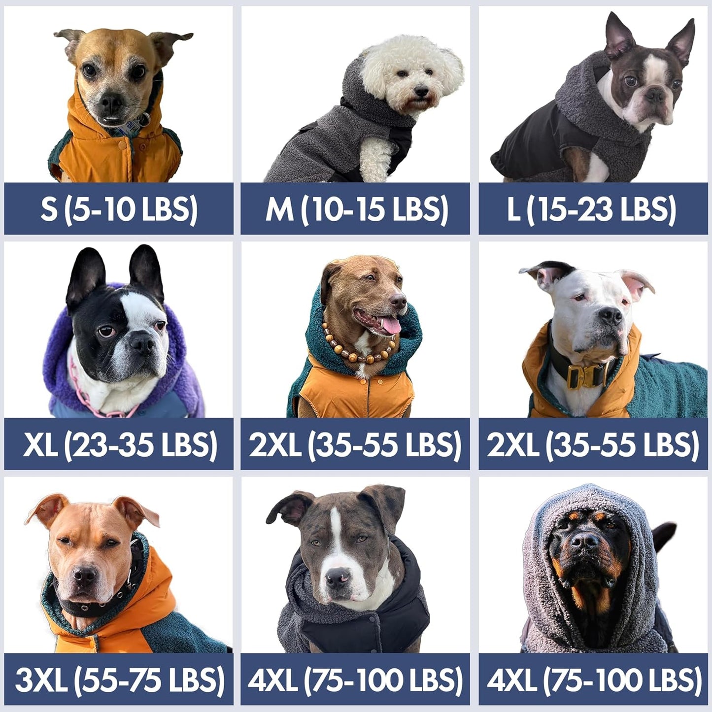 Spark Paws Reversible Dog Sweater, Sherpa Jacket Vest with Warm Fleece Lining, Warm Coat for Winter, Suitable for Small Medium, Large, XL XXL Dogs - Purple and Navy Blue - S