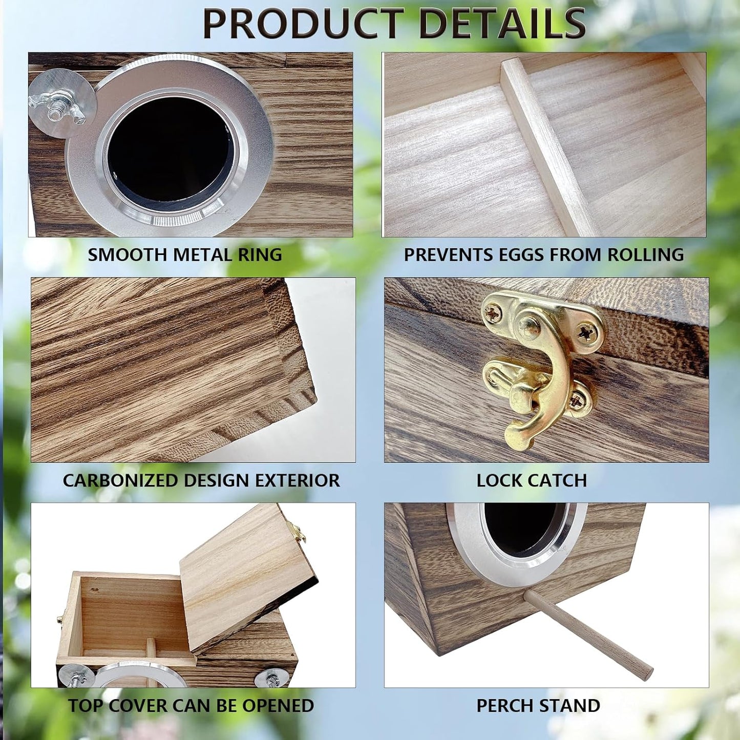 kathson Parrots Nesting Box Parakeet Nest House for Cage Budgie Breeding Hut with Coconut Fiber Bedding Wooden Bird Mating Box for Lovebirds Budgie Conure and Small Medium Parrot Birds