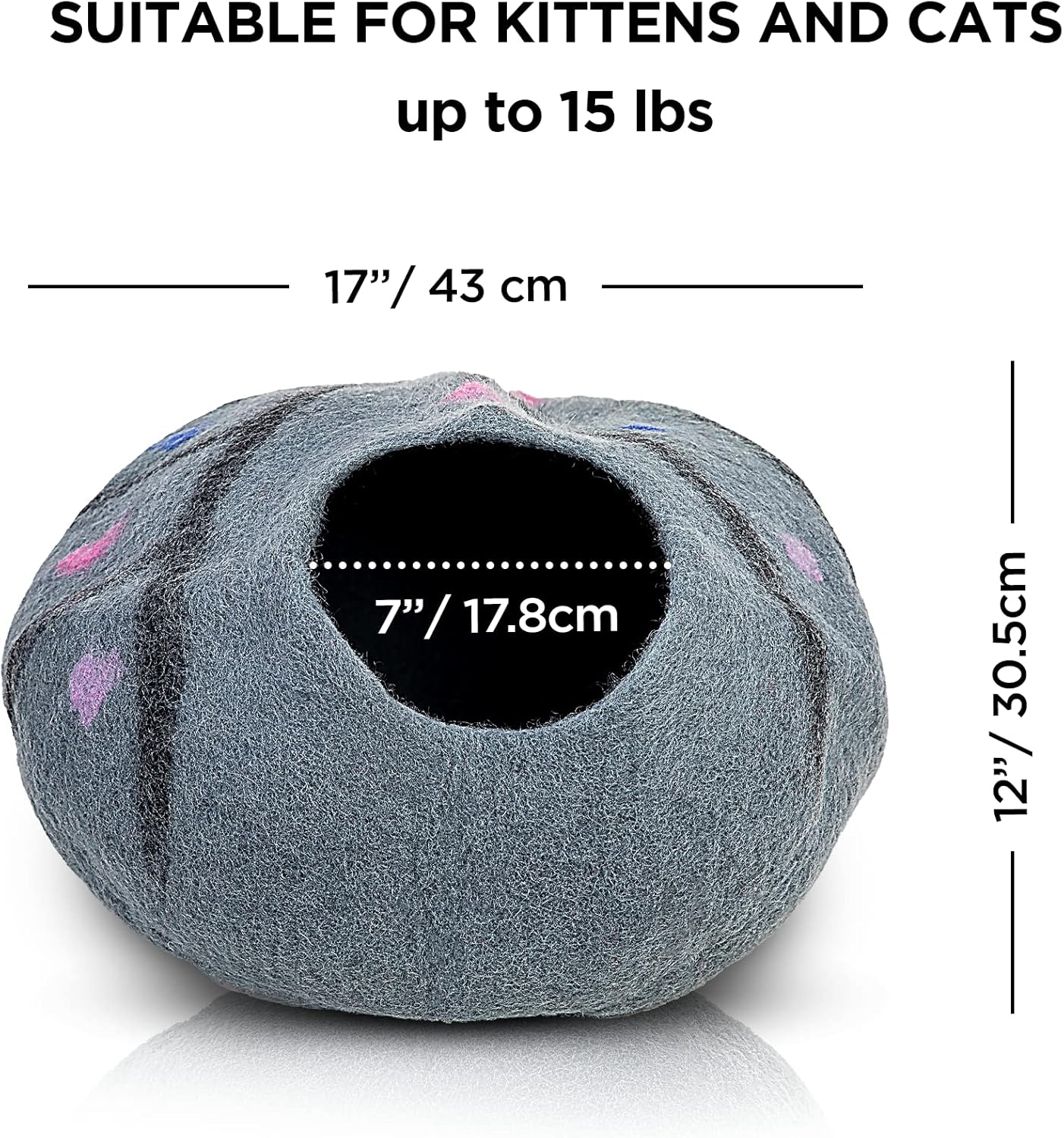 Woolygon Premium Felt Cat Cave Bed – Wool Kitty Beds Handcrafted Kitten Caves Bed for Indoor Cats - Made from 100% Eco-Friendly Merino Wool, Foldable Cat Hidewawy Covered Cat Houses (Enchanted Tree)