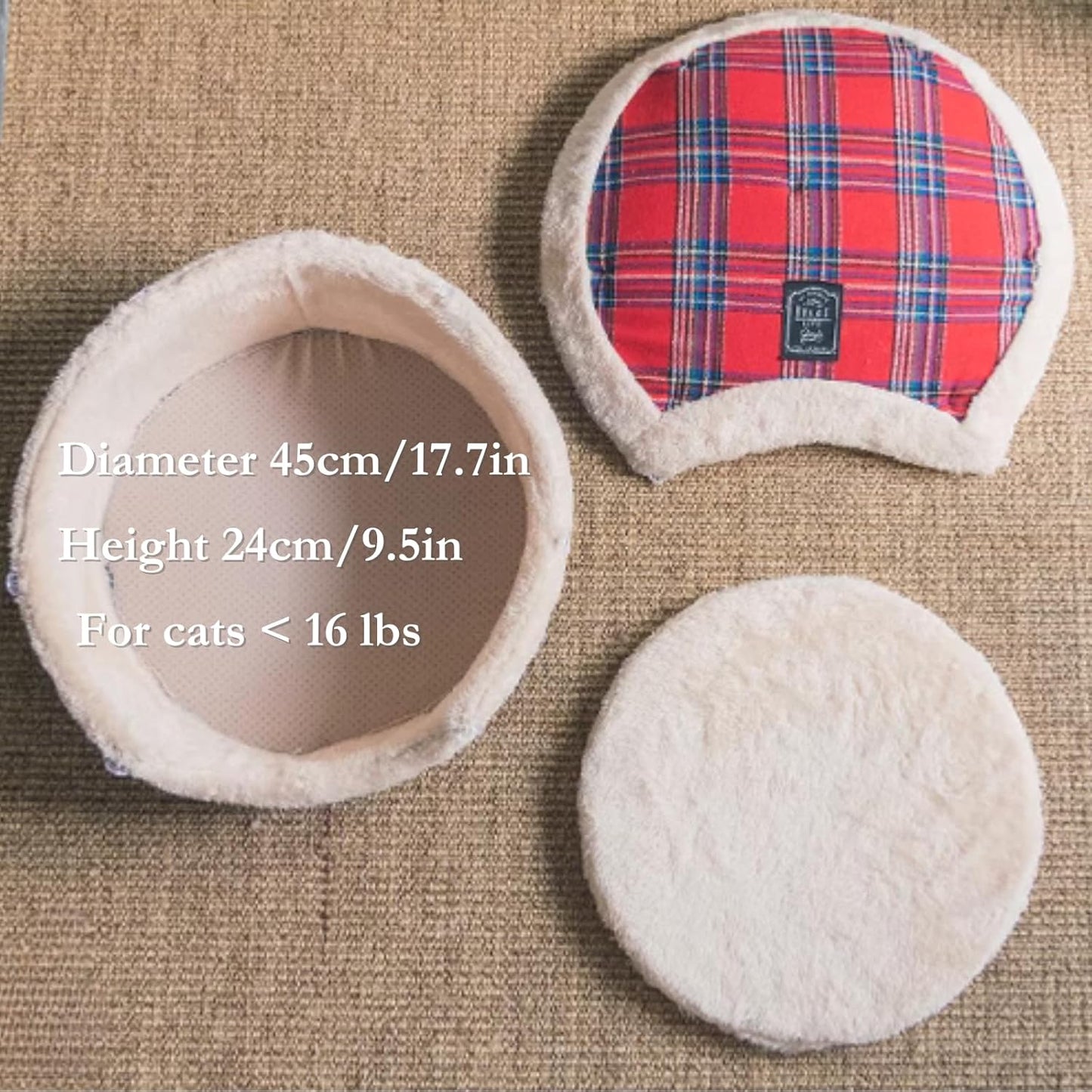 Cat Cave Bed – Plush, Warm & Calming Hideaway with Detachable Lid & Mat, Covered House for Indoor Kitten & Kitty (Snow)