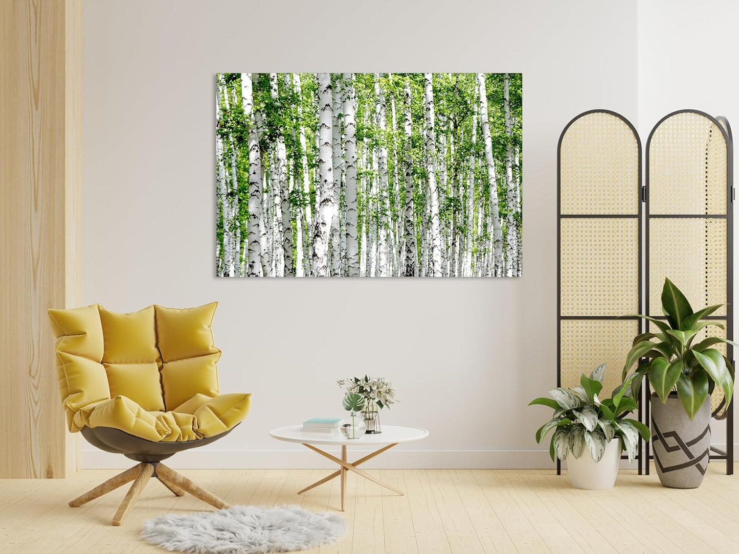 Nature Wall Art Prints - Ocean Forest Mountain Lake Canvas Landscapes - Small to Extra Large Living Room Bedroom Kitchen Bathroom Décor (Green Brich Trees, 20L" x 30W")