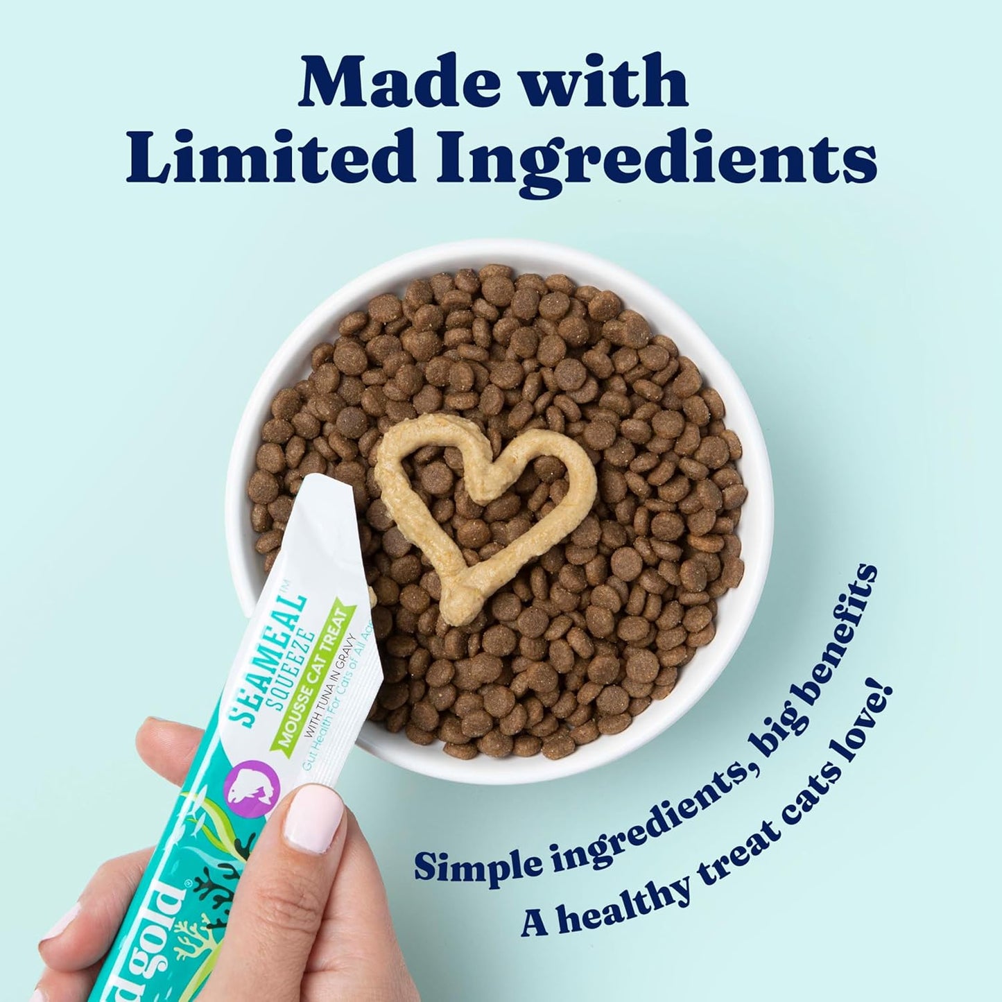 Solid Gold Lickable Cat Treats - Limited Ingredient SeaMeal Squeezable Healthy Cat Treats Variety - Chicken & Tuna Snack & Topper Squeeze Ups for Cats w/for Gut & Immune Support - 3oz/6ct