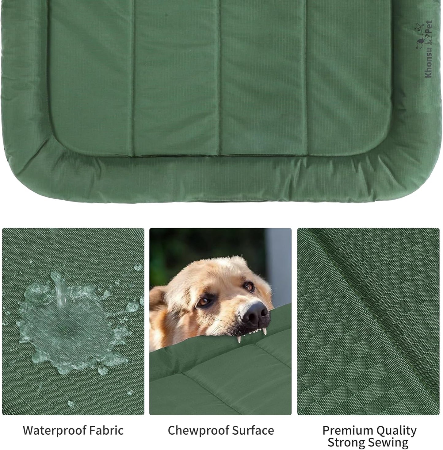KHONSU PET Durable Dog Bed Tough and Tear Proof Dog Crate Bed, 800lbs Tear Strength PVC-Backed Waterproof Ped Bed Mat Indoor & Outdoor Use for Dogs up to 35 lbs