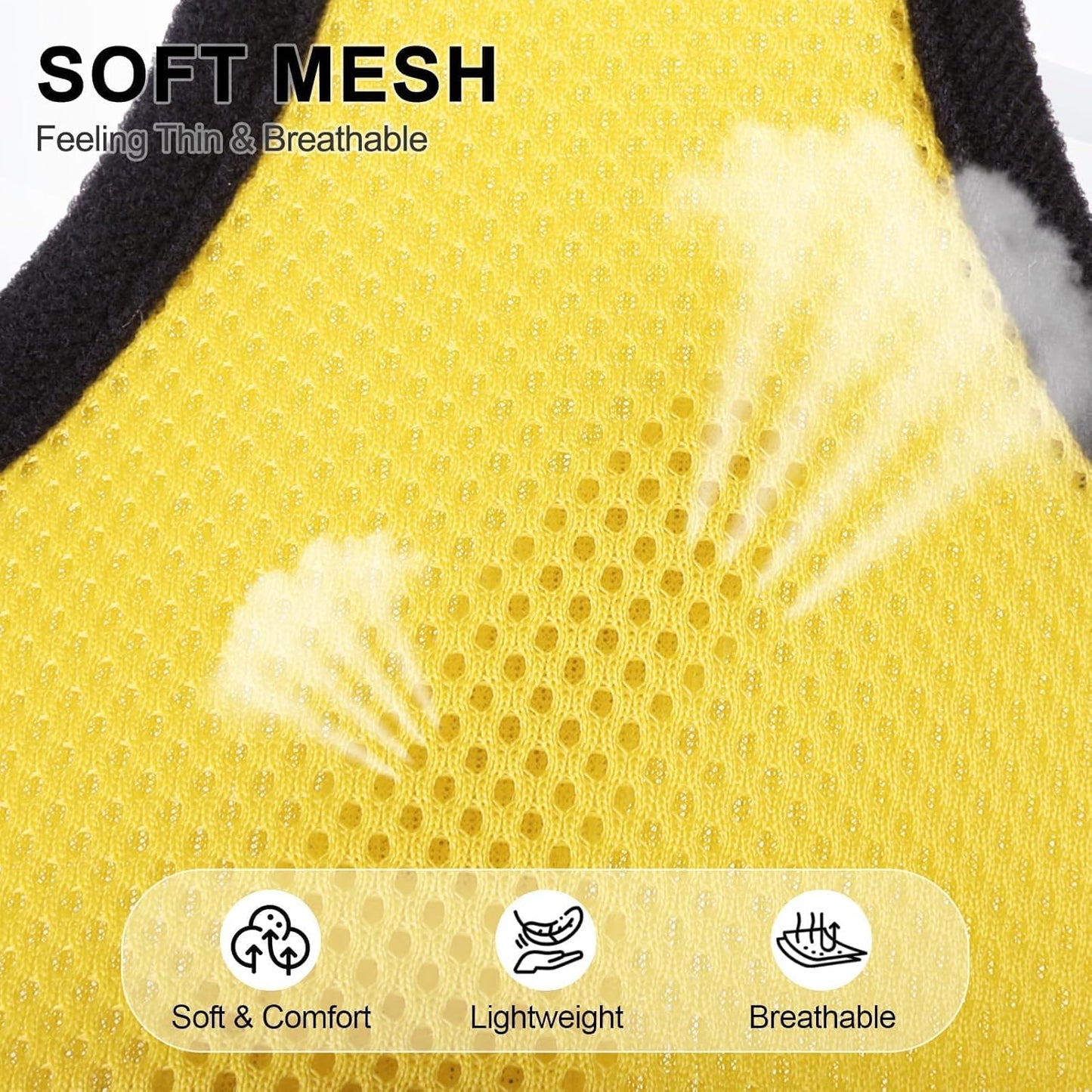 BINGPET No Pull Dog Harness,Soft Mesh Breathable All Weather Vest Harness,Safety Protection Design Durable Adjustable Step-in Easy Walk Dog Harness for Small Medium Large Dogs(Yellow,M)