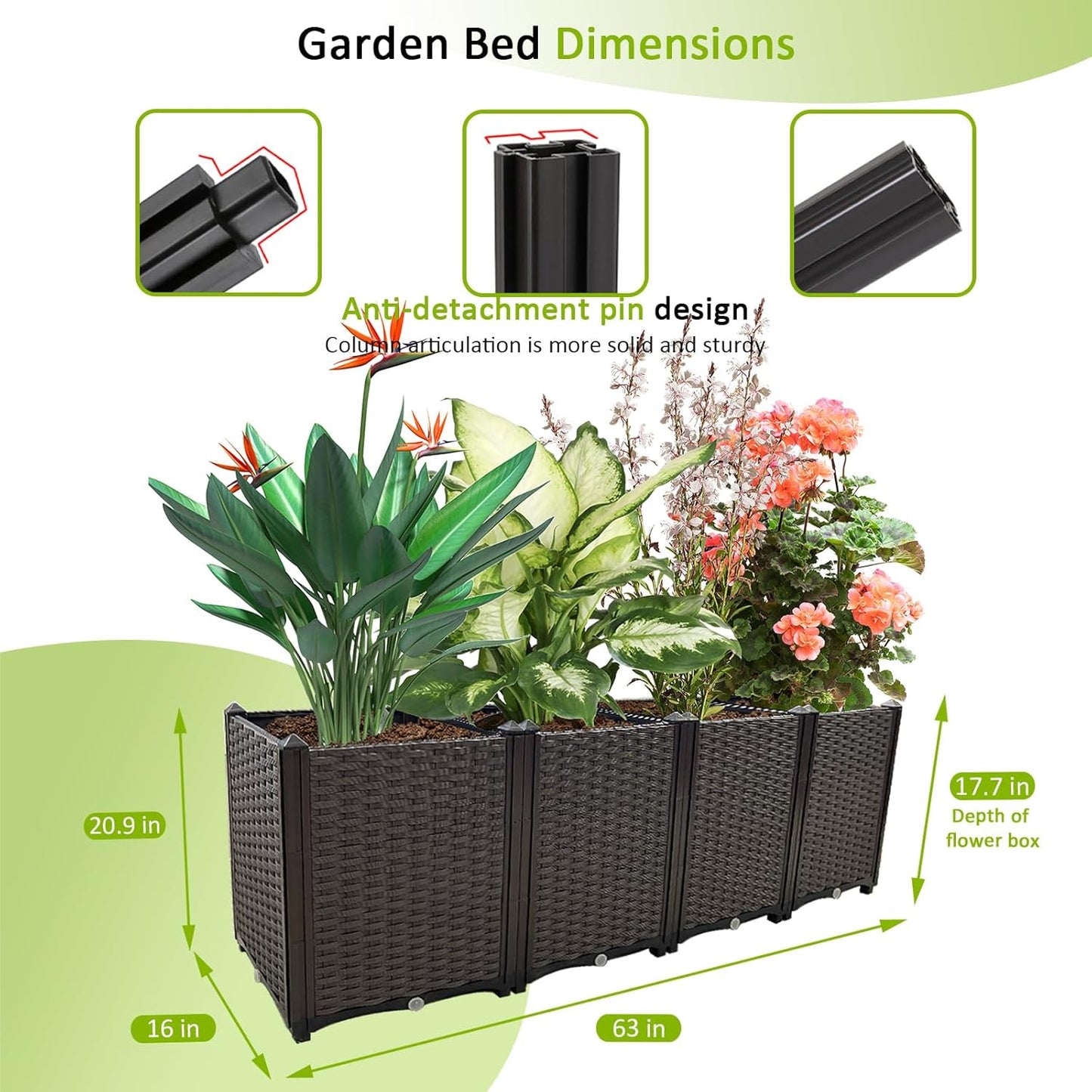 Large Planters for Outdoor Plants pots Elevated Garden Boxes Raised Garden Bed Garden Patio Balcony Deck to Planting Flowers Vegetables Tomato and Herbs