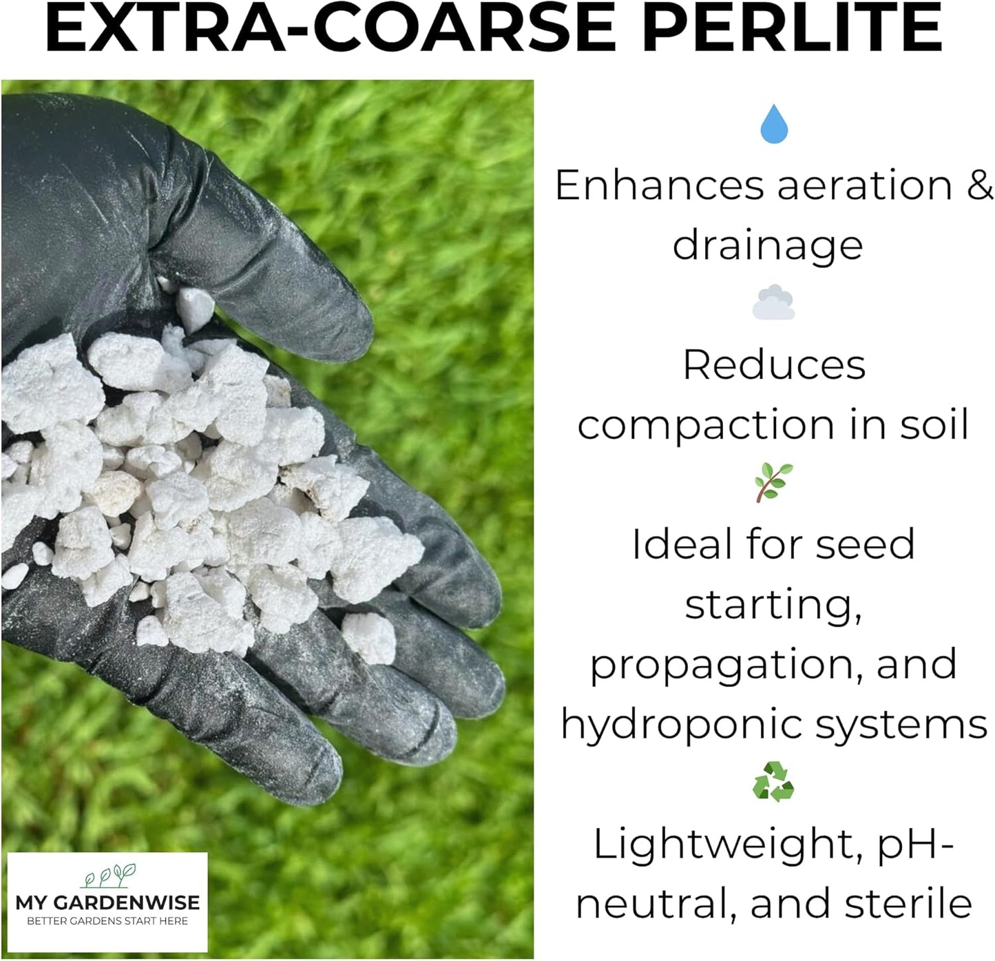 Perlite for Plants, Extra Coarse Grade 4 Horticultural Perlite, Organic Perlite for Gardening Indoor & Outdoor, Made in USA (5 quarts)