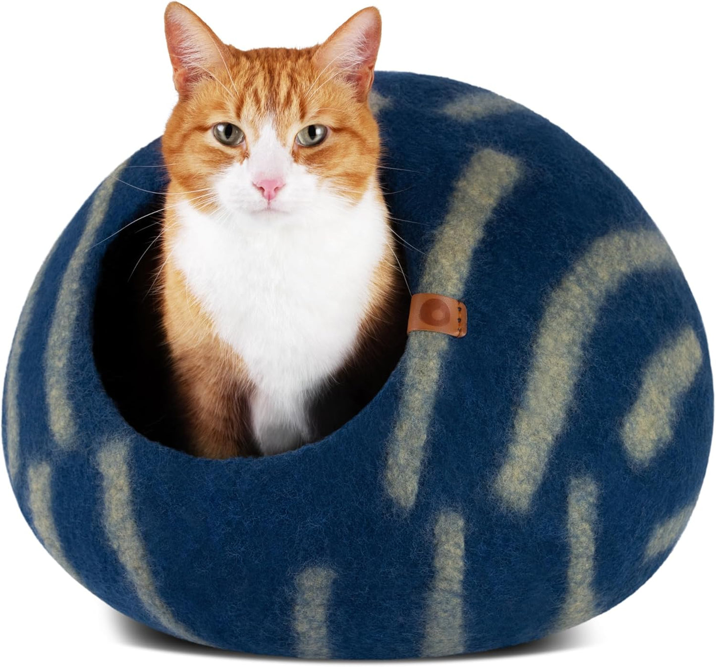 MEOWFIA Cat Cave – Premium Felt Cat Bed for Indoor Cats, Handmade 100% Merino Wool (Medium, Deep Azure)