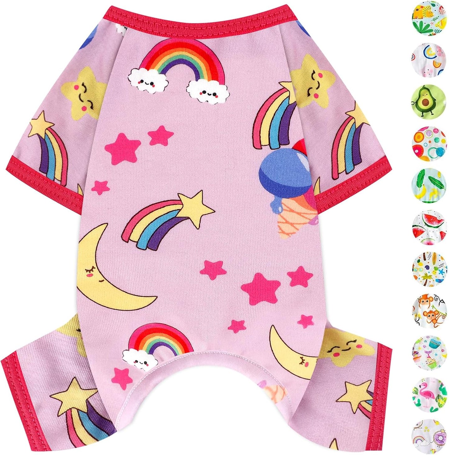 Dog Pajamas Pjs Spring Summer Dog Clothes for Small Dogs Girl - Boy - Female Size Dogs, Soft Stretchy Puppy Clothes Doggie Onesies Cat Pet Jammies Outfit Rainbow Pink