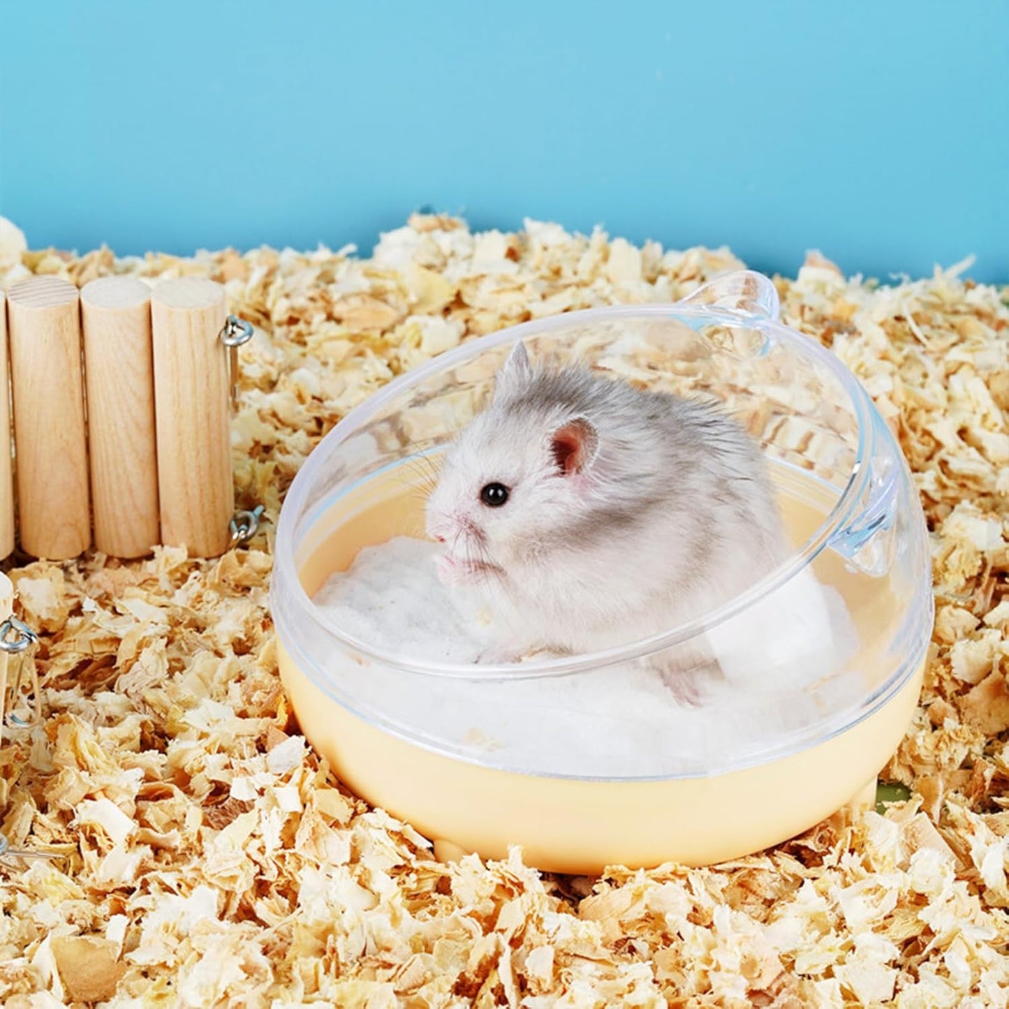 Meow&Woof Hamster Sand Bath Container, Large Sandbox Toilet Gerbil Batheoom, Tiny Chinchilla Dust Bathtub Sand Bath Box for Hamster Cage Accessories 6.5 Inch-Yellow