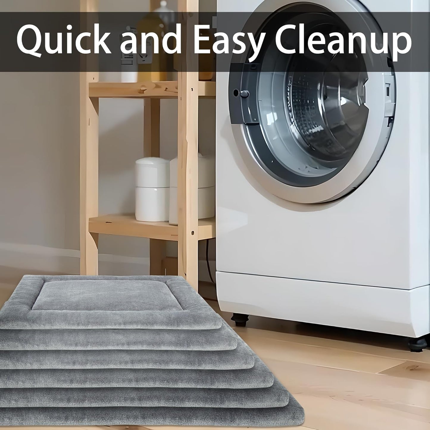 KHONSU PET Dog Bed Mat for Crate 1.1in Slim Cooling Pad Reversible Flannel & Waterproof Canva for Dogs up to 25 lbs