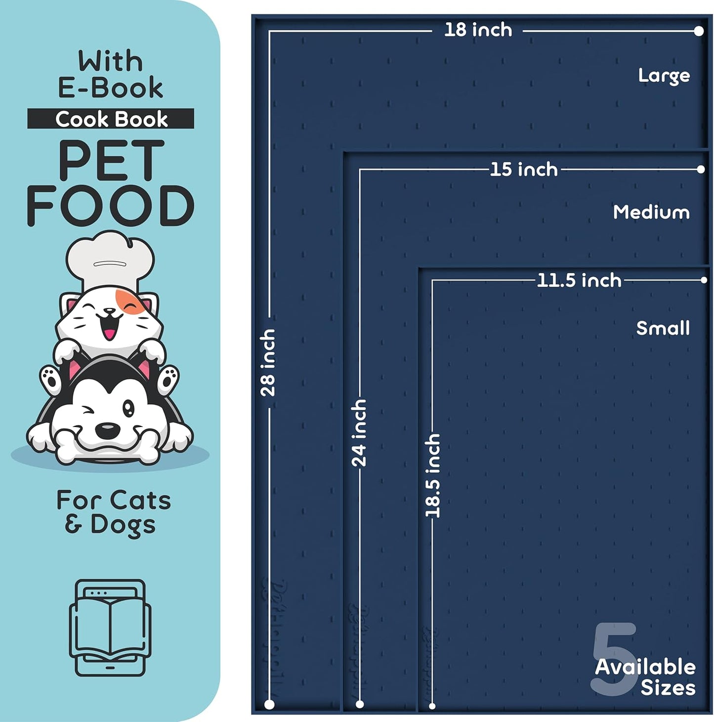 Dog Food Mat - 28x18” Large Silicone Stove Top Protector, Silicone Pet Feeding Mat, Raised Edges Dog Mat for Food and Water Prevent Spill, Waterproof Cat Placemats Protect Floors, Easy Clean Bowl