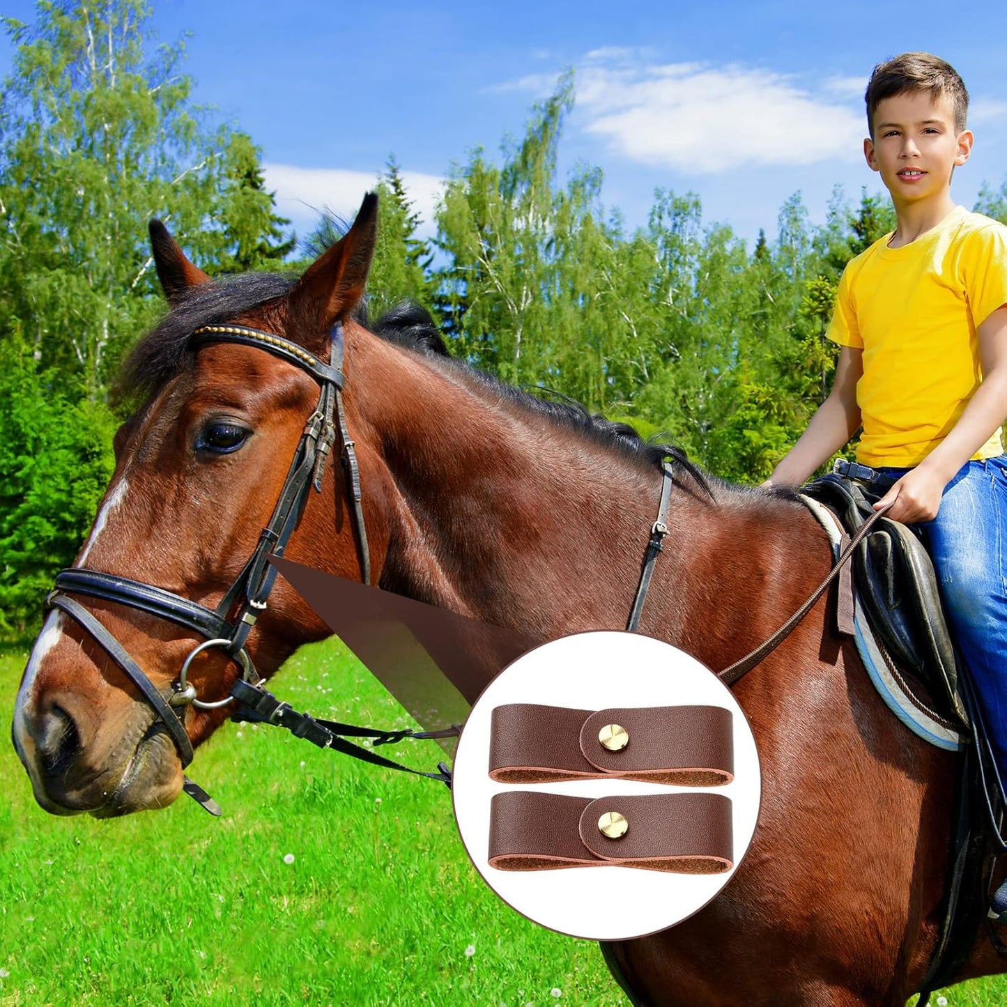 Chunful 6 Pcs Halter Breakaway Replacement Strap Breakaway Halter Replacement Straps Horse Leather