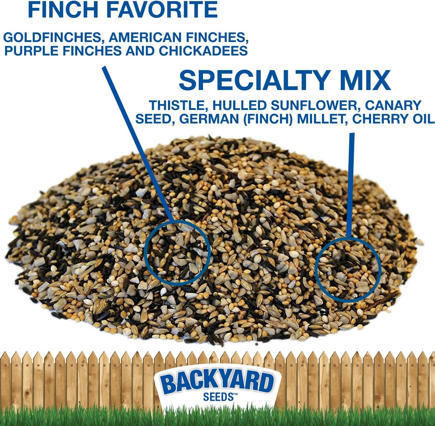 Backyard Seeds Finch Frenzy Wild Bird Seed Mix - for Small Songbirds - Attracts Goldfinches, House Finches, Purple Finches & More (40 Pounds)