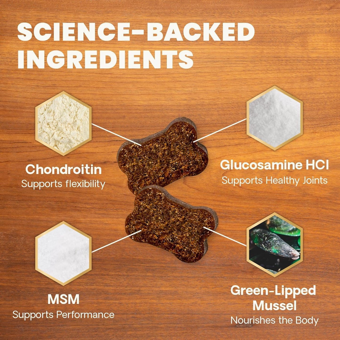 VetriScience Ultimate Strength Healthy Hip & Joint Chews, GlycoFlex Glucosamine, Chondroitin & Green-Lipped Mussel Joint Support Supplement for Dogs, Soothe Joint Discomfort, Peanut Butter, 120 Count