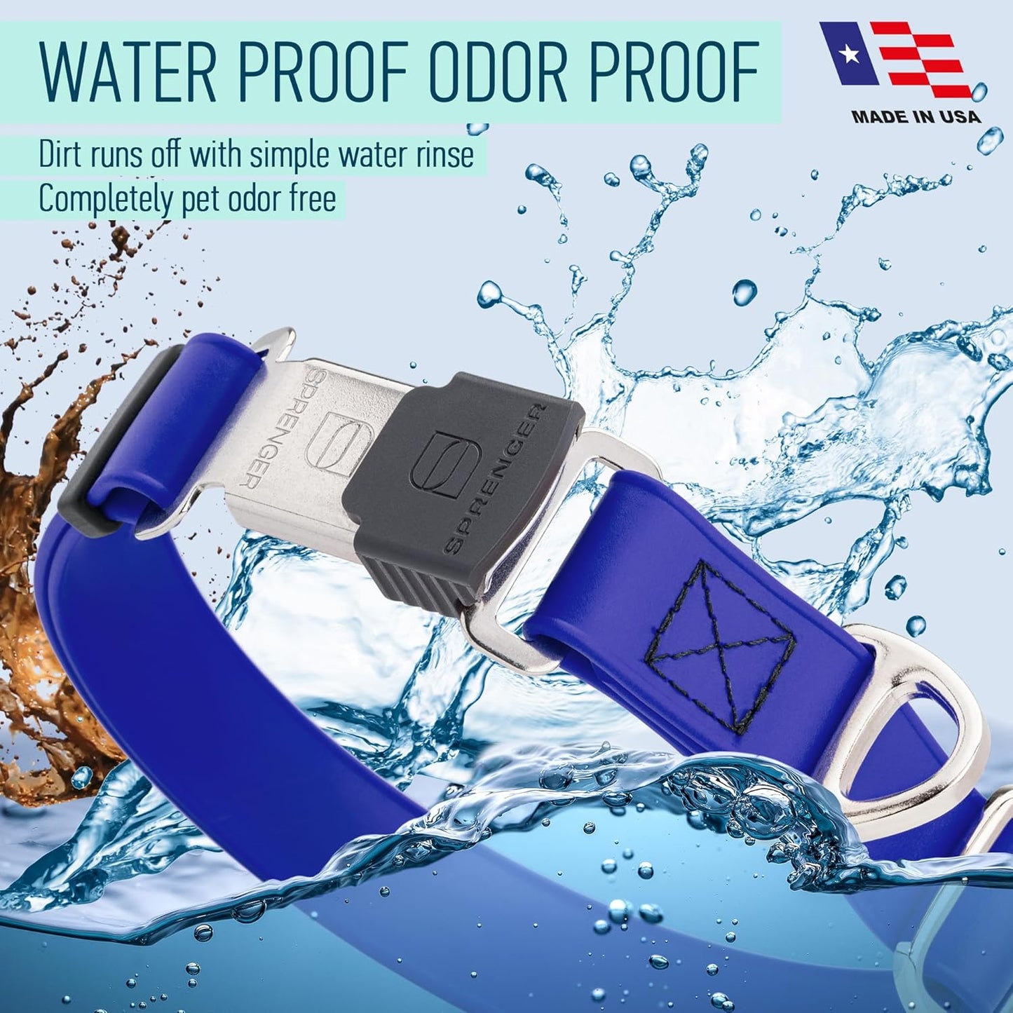 Dogline Biothane Waterproof Dog Collar with Herm Sprenger Black Stainless Steel Quick Release Buckle – Heavy Duty Tactical Durable Collar for Dogs – Comfortable and Safe Pet Collar, W 3/4" L 12-19"