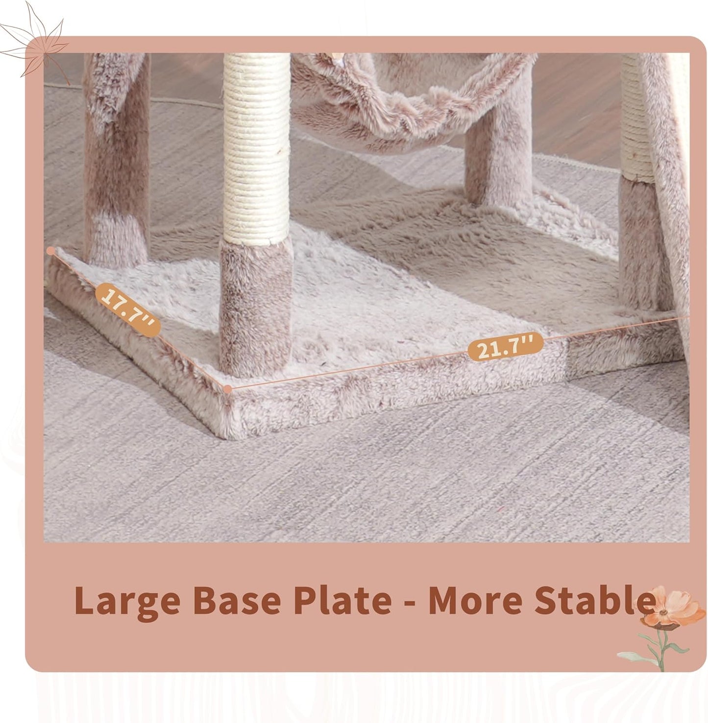 Cat Tree for Indoor Cats, 71'' (180cm) Multi-Level Cat Tower for Large Adult, Sturdy Cat Tree House with 2 Scratching Boards 7 Posts, 2 Plush Perches/Condos, Hammock, Muchroom GCT032MU