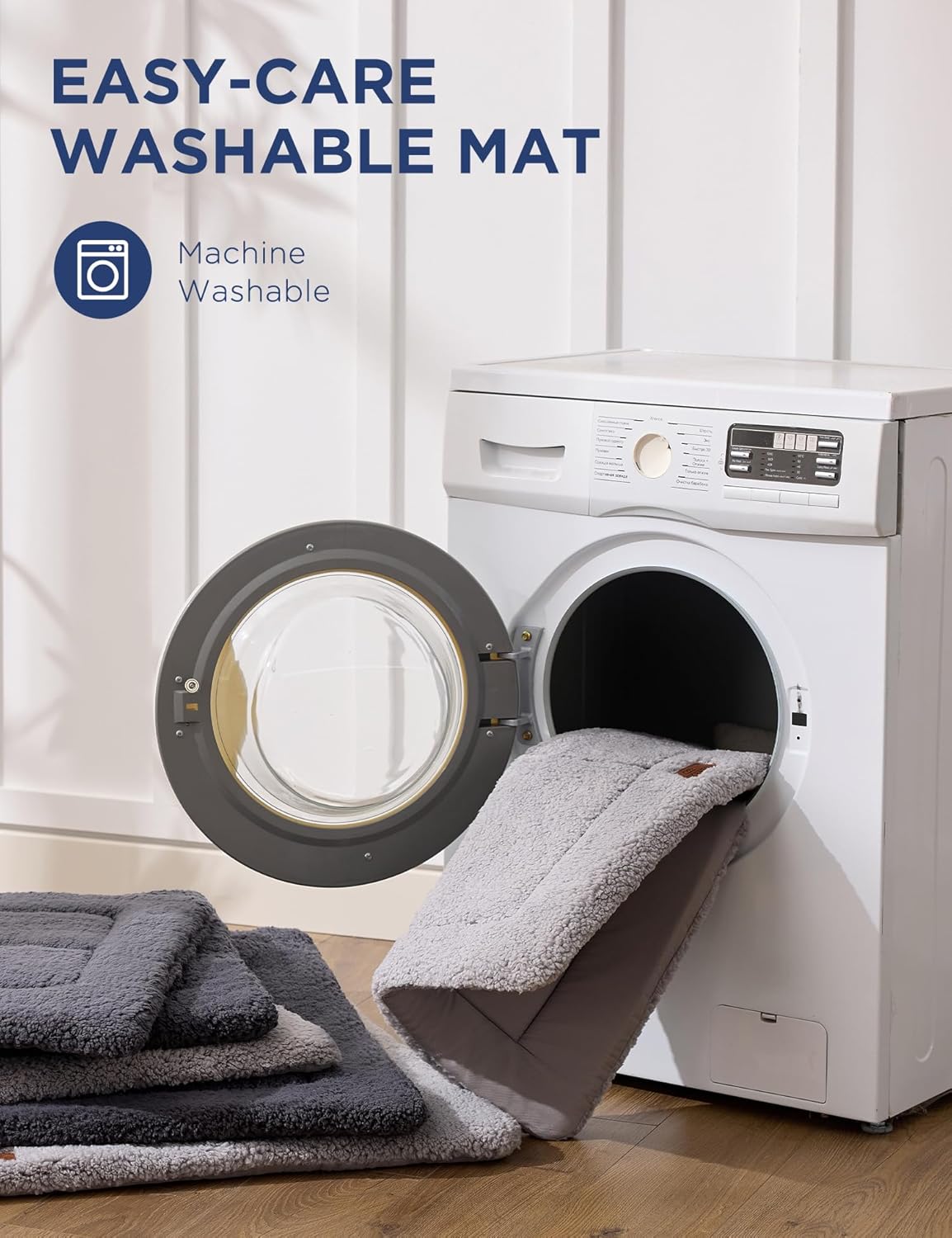 Joydeco Low Profile Dog Crate Mat Reversible Bed Pad, Washable Dog Pad Mat with Ultra Soft Fleece, Compact Design Kennel Beds Mats for Extra Large Jumbo Medium Small Pets, 48" x 30" Dark Gray