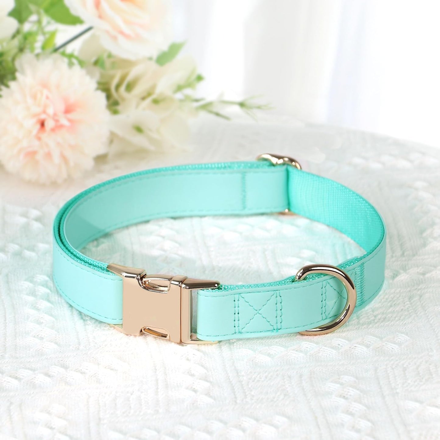 PET ARTIST Soft PU Leather Dog Collar, Bright Color & Durable Dog Collar Leather with Rose Gold Quick Release Metal Buckle, Adjustable Nylon Padded Pet Collars for Large Dogs, Neck Fit 16-27"