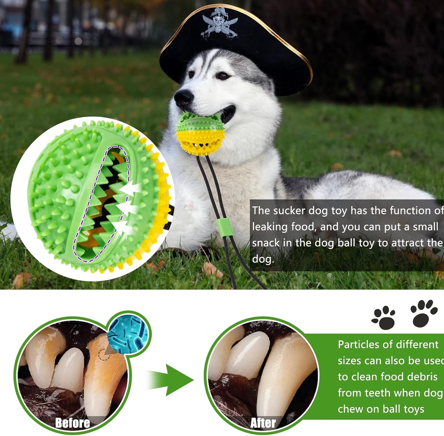 Dog Toys, Dog Chew Toys for Aggressive chewers, Puppy Training Treats Teething Rope Toys for Boredom, Puzzle Treat Food Dispensing Ball for Puppies Teething Small Dogs (Green)